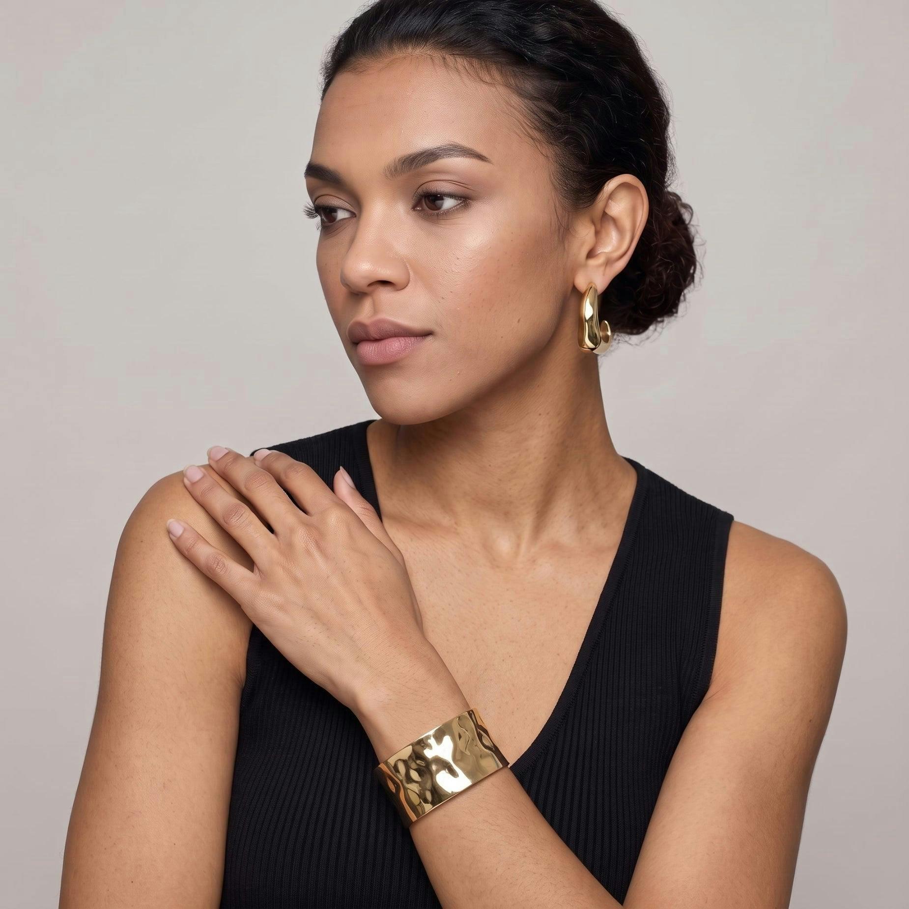 Kin Gold Sculptured Wide Cuff Bangle , view 2 of 6