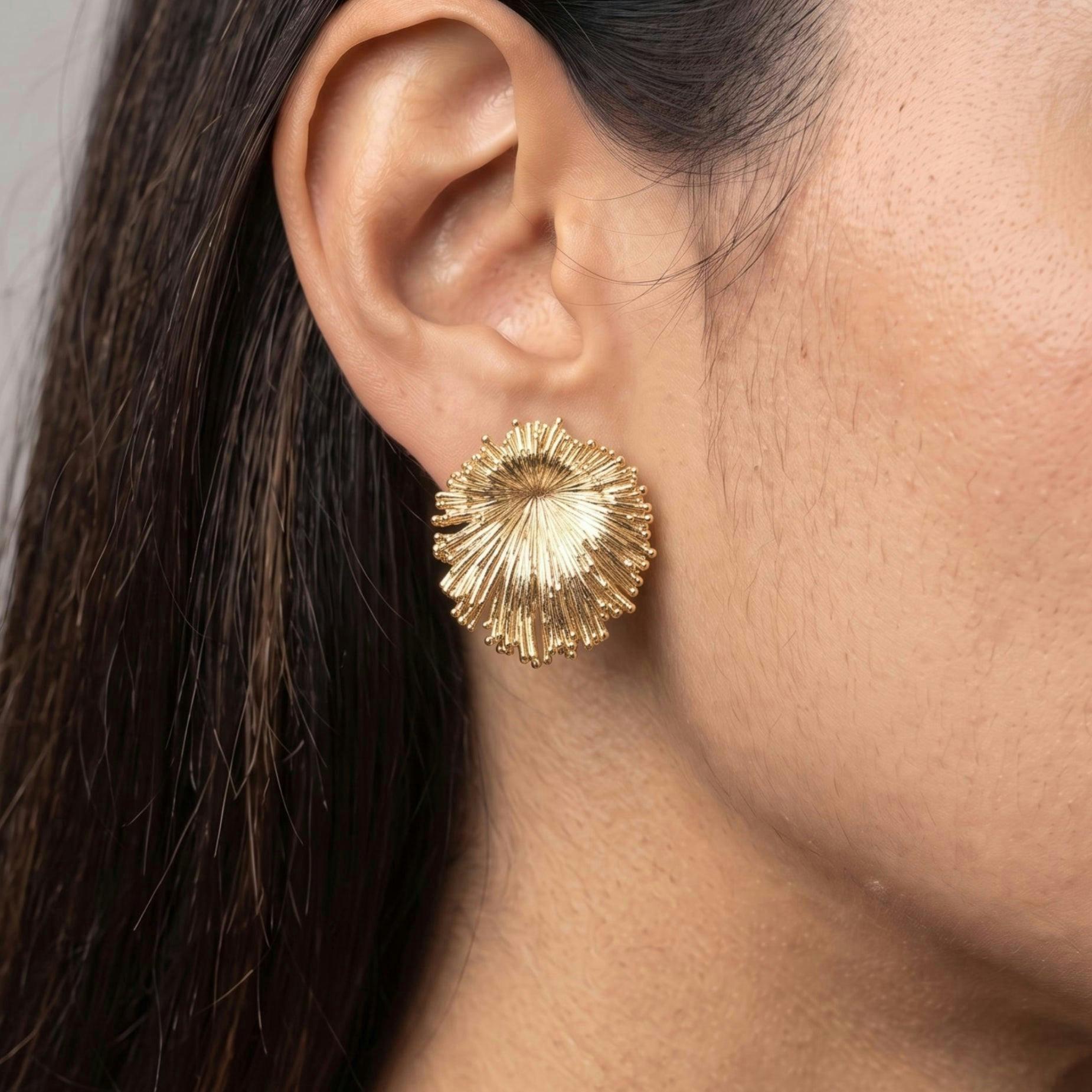 Kin Gold Statement Stud Earrings , view 3 of 6