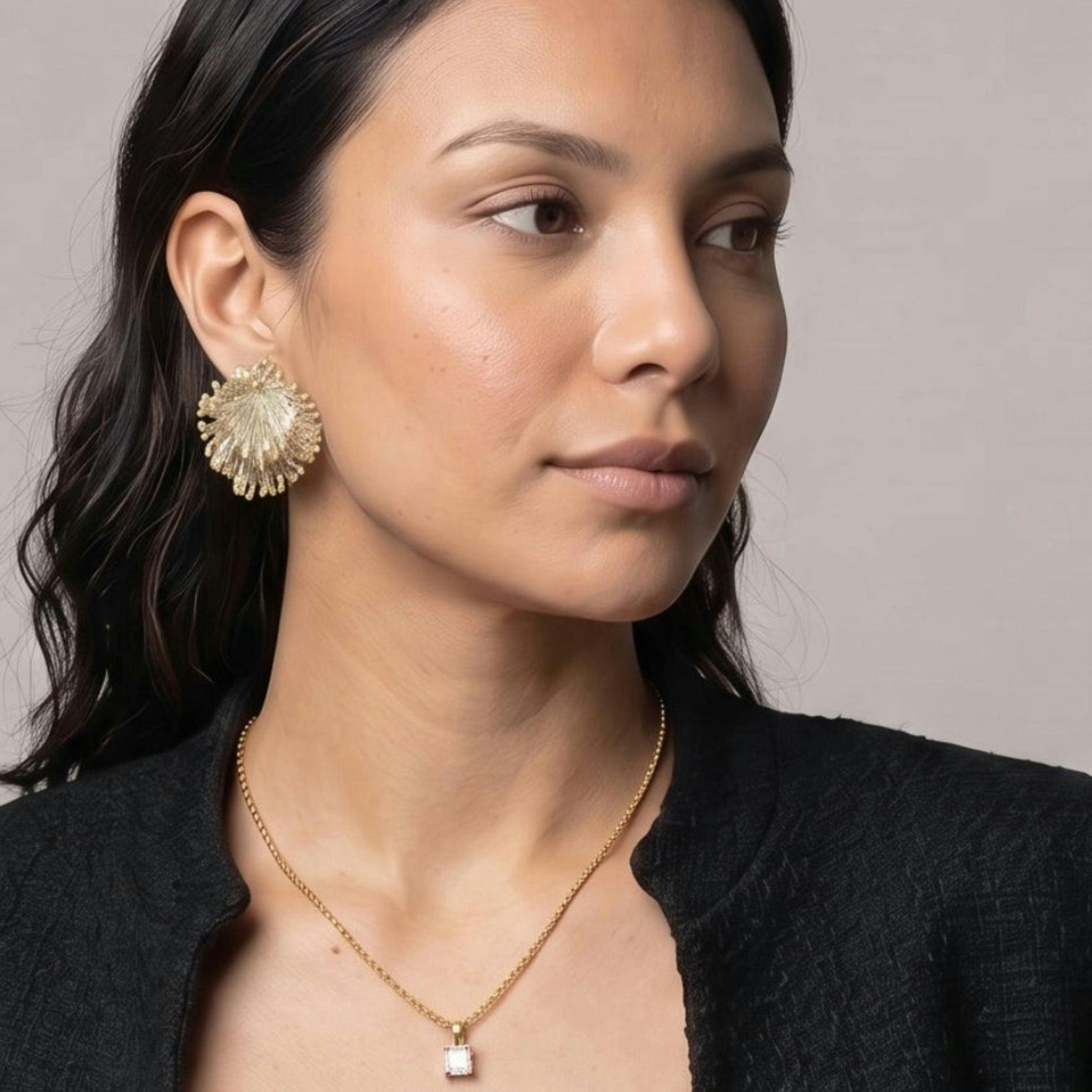 Kin Gold Statement Stud Earrings , view 5 of 6