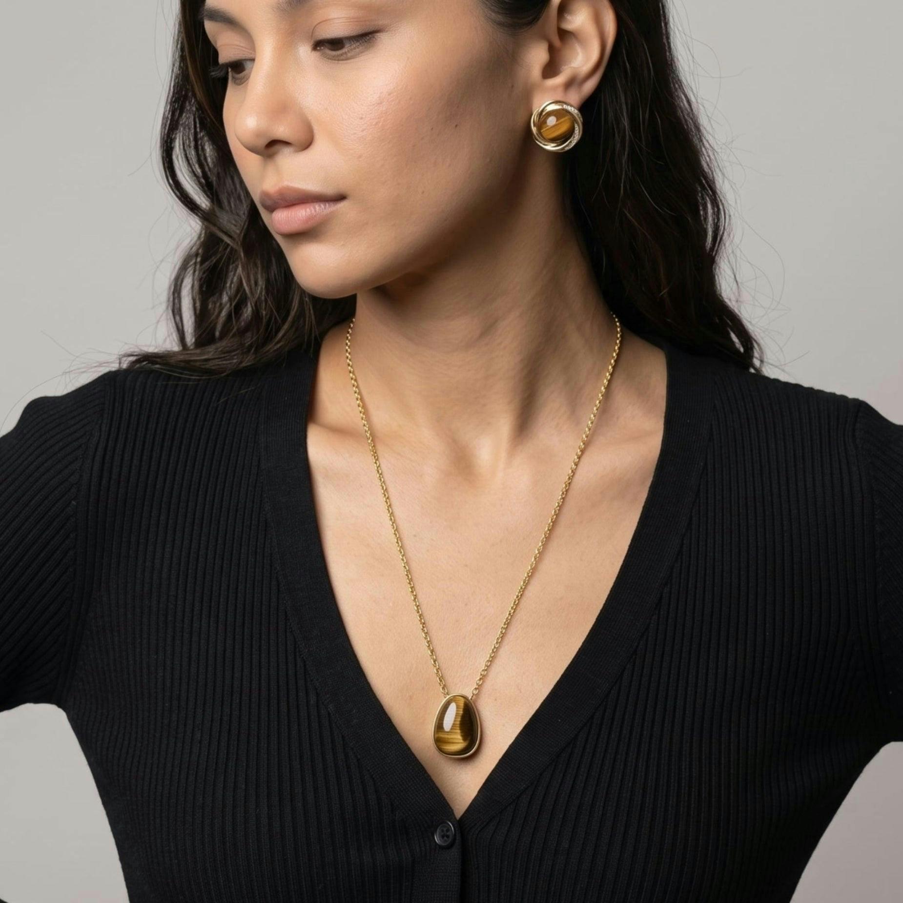 Nekomeishi Tigers Eye Pendant Necklace , view 2 of 5