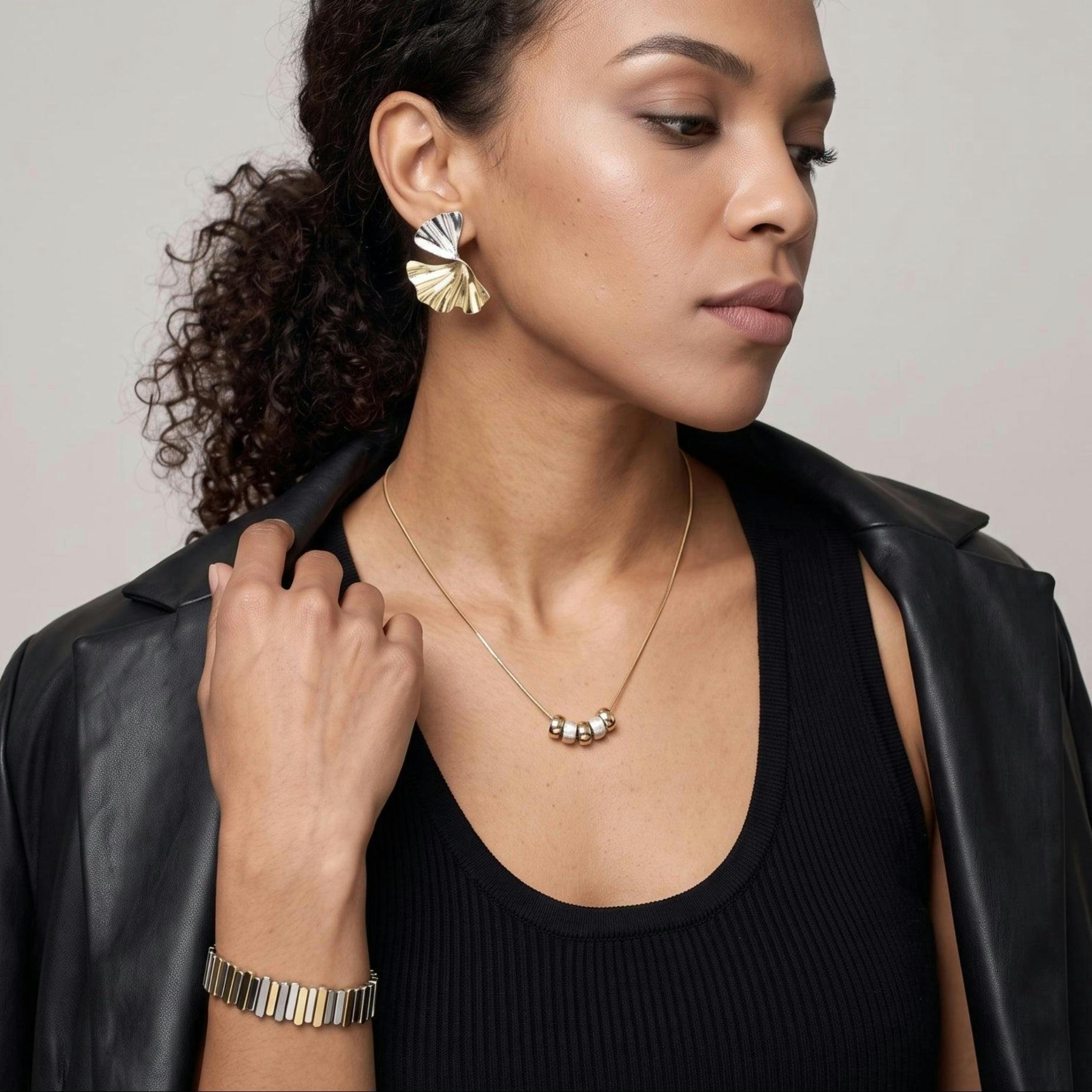 Enso Mixed Metals Multi Ring Necklace , view 2 of 4