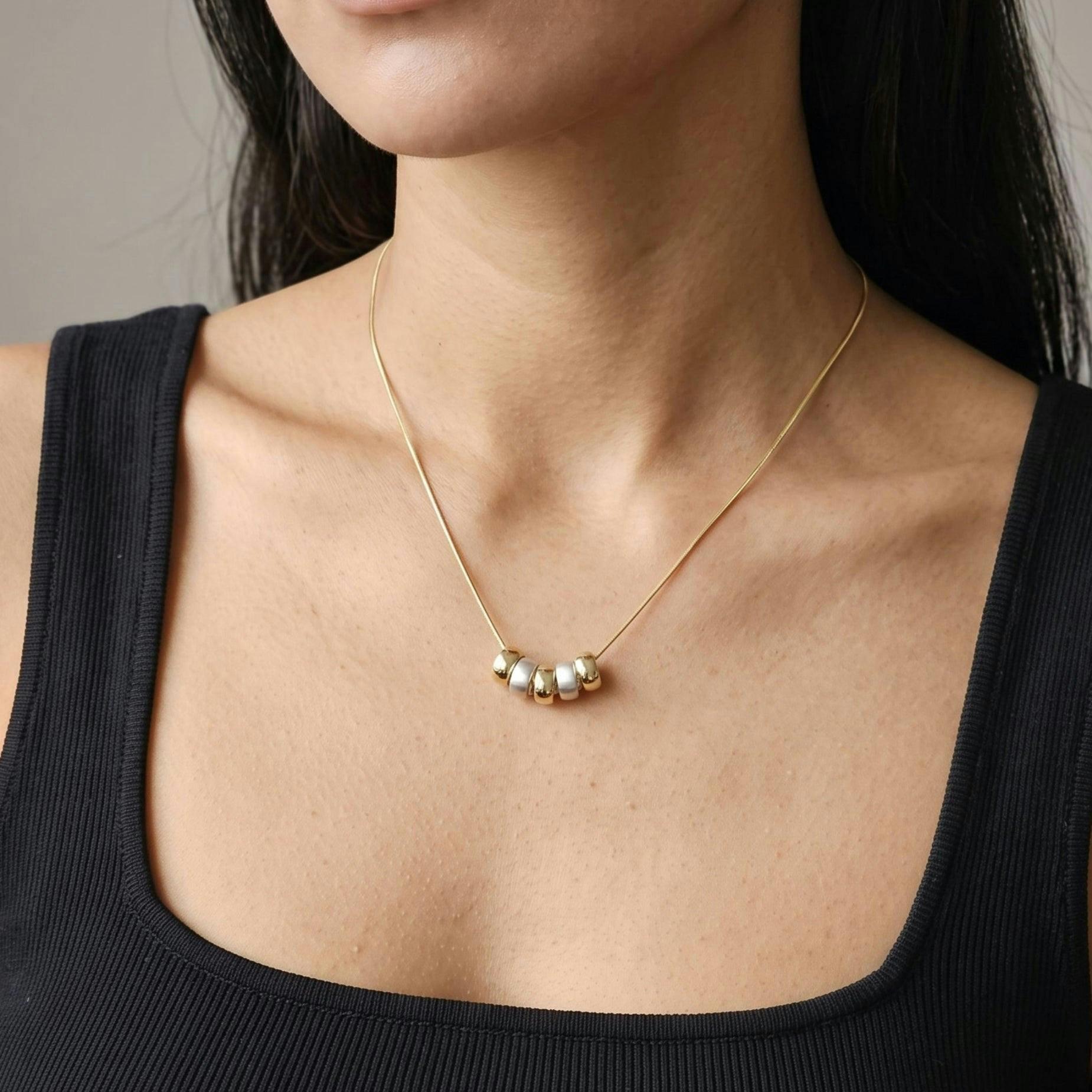 Enso Mixed Metals Multi Ring Necklace , view 3 of 4