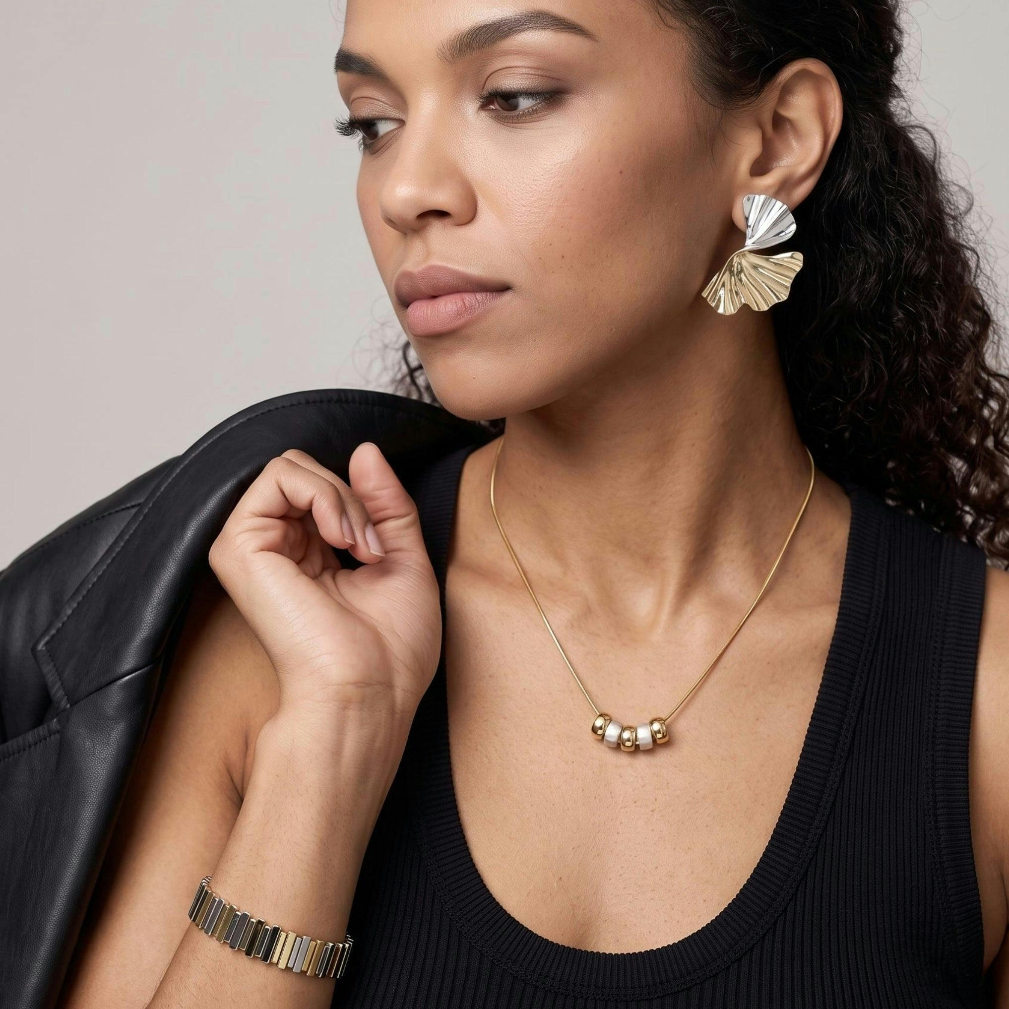 Kin Mixed Metals Sculptural Statement Earrings , view 2 of 5