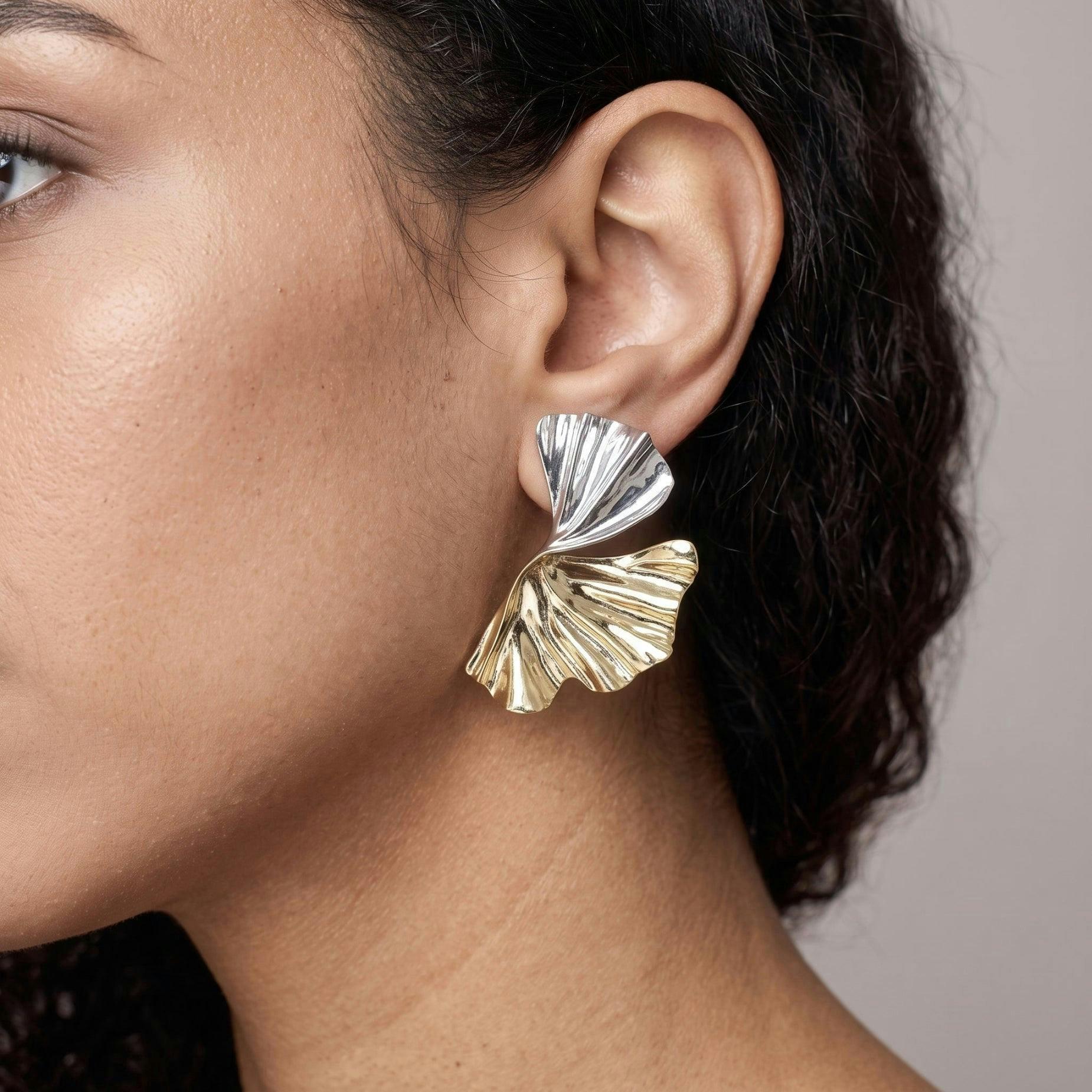 Kin Mixed Metals Sculptural Statement Earrings , view 3 of 5