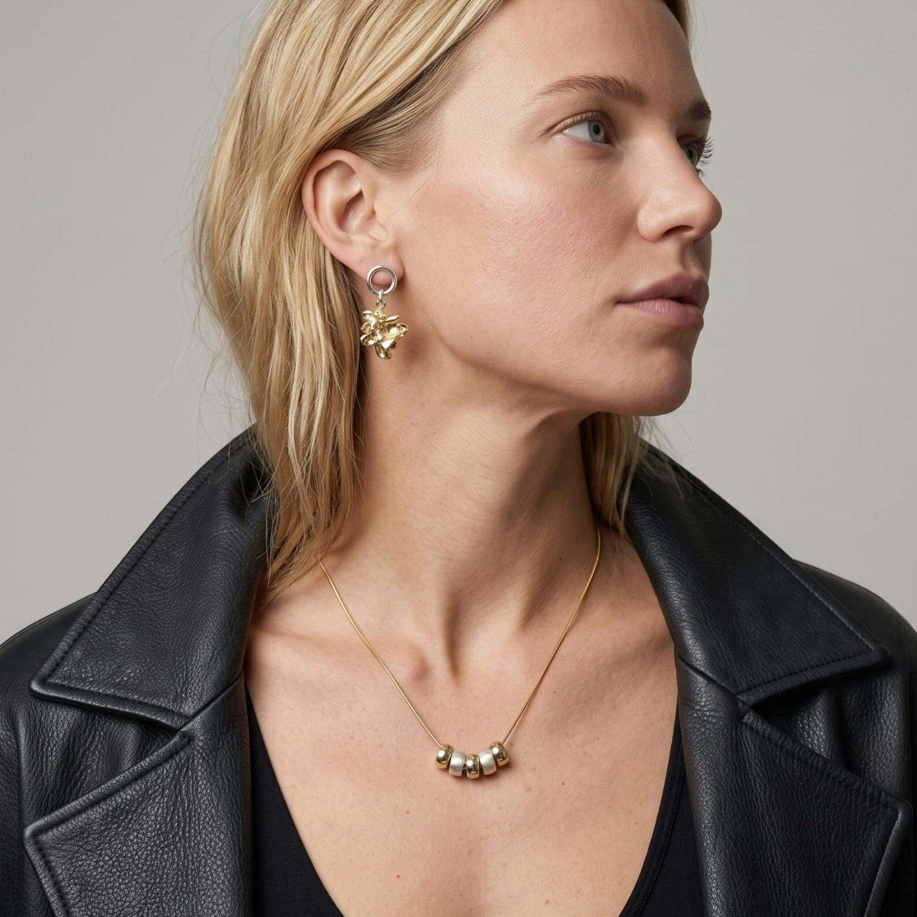 Nami Mixed Metals Molten Drop Earrings , view 2 of 5