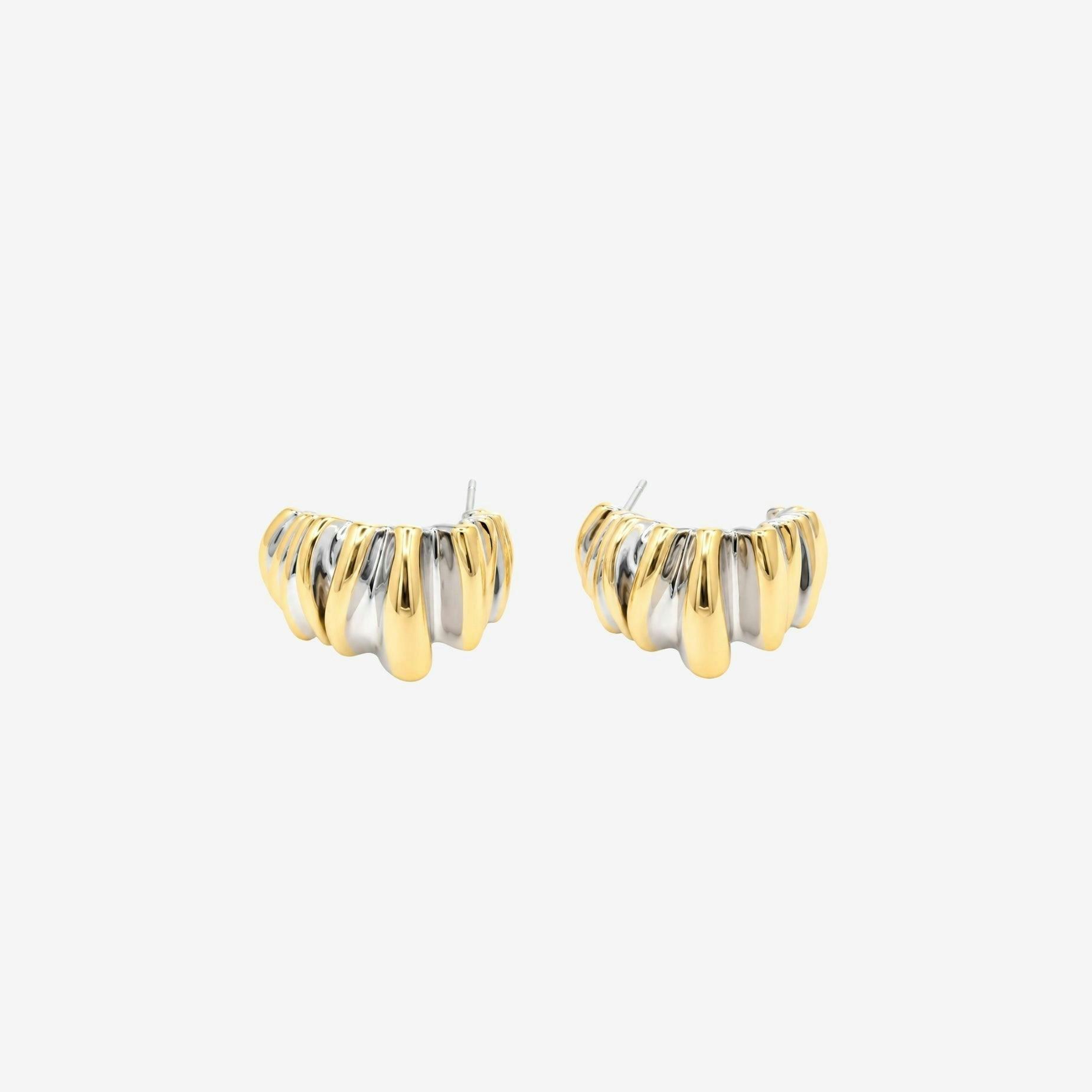 Nami Mixed Metals Wavy Hoop Earrings , view 4 of 5