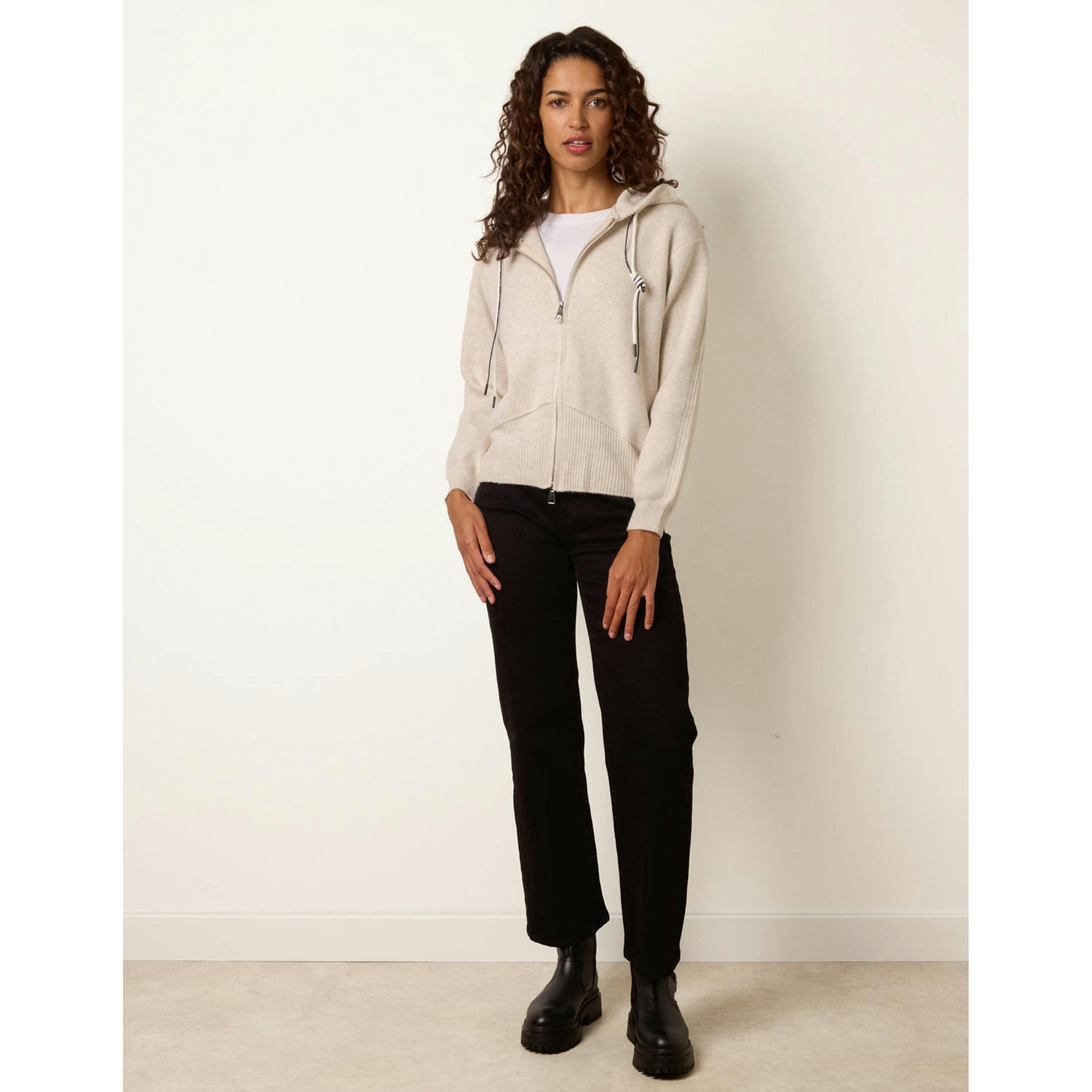 Blue Vanilla Knitted Zip Through Hoodie  in Beige , view 4 of 4