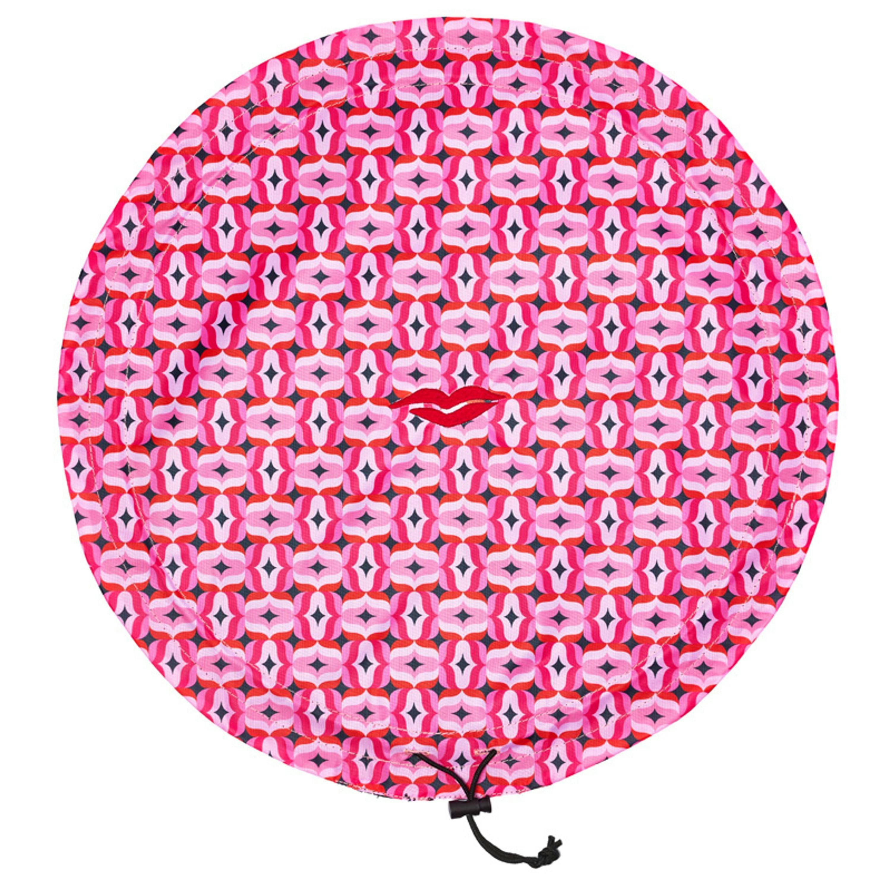 Donna May London Lay Flat Makeup Bag - Red & Pink Geometric , view 2 of 3