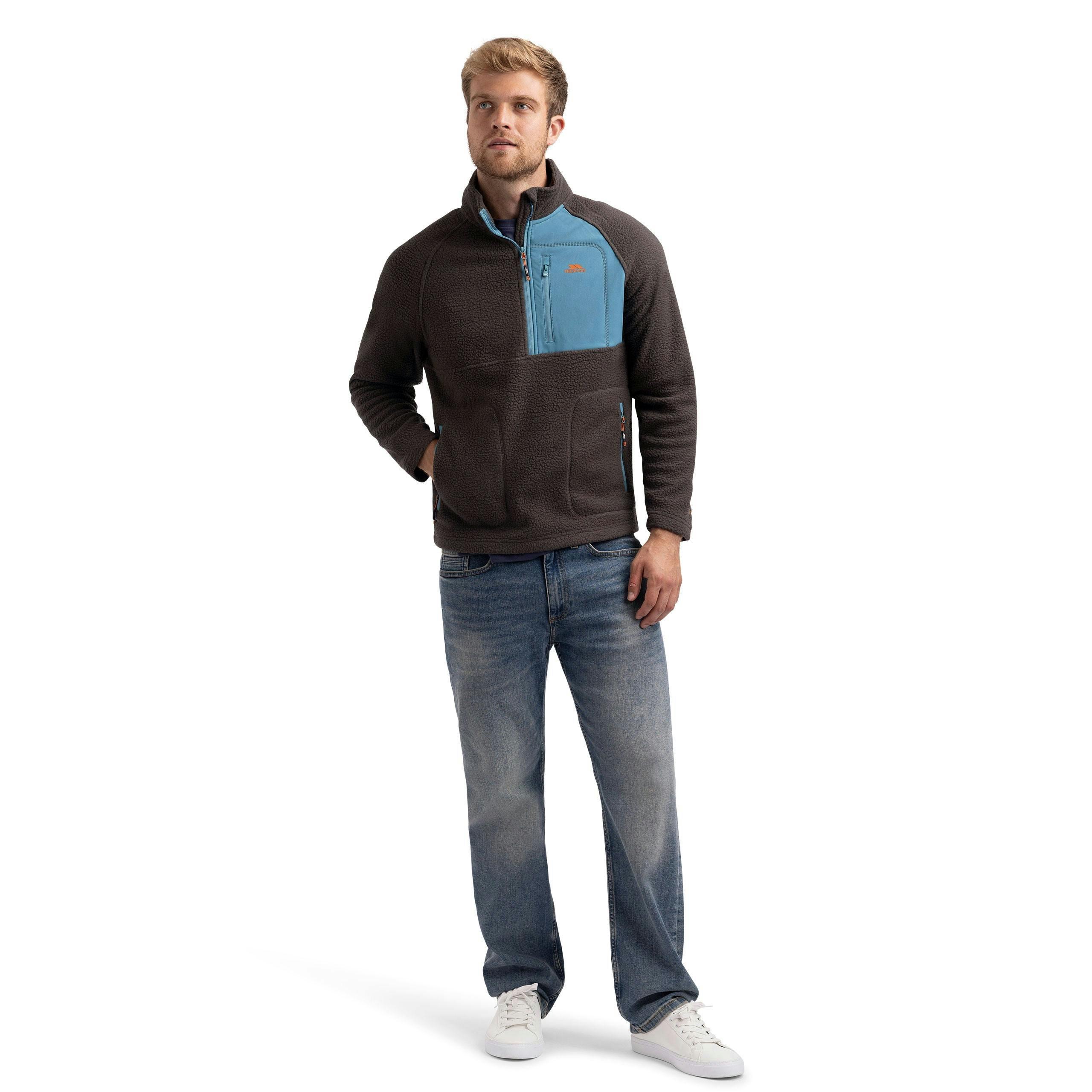Mens Half Zip Fleece North in Charcoal , view 3 of 6