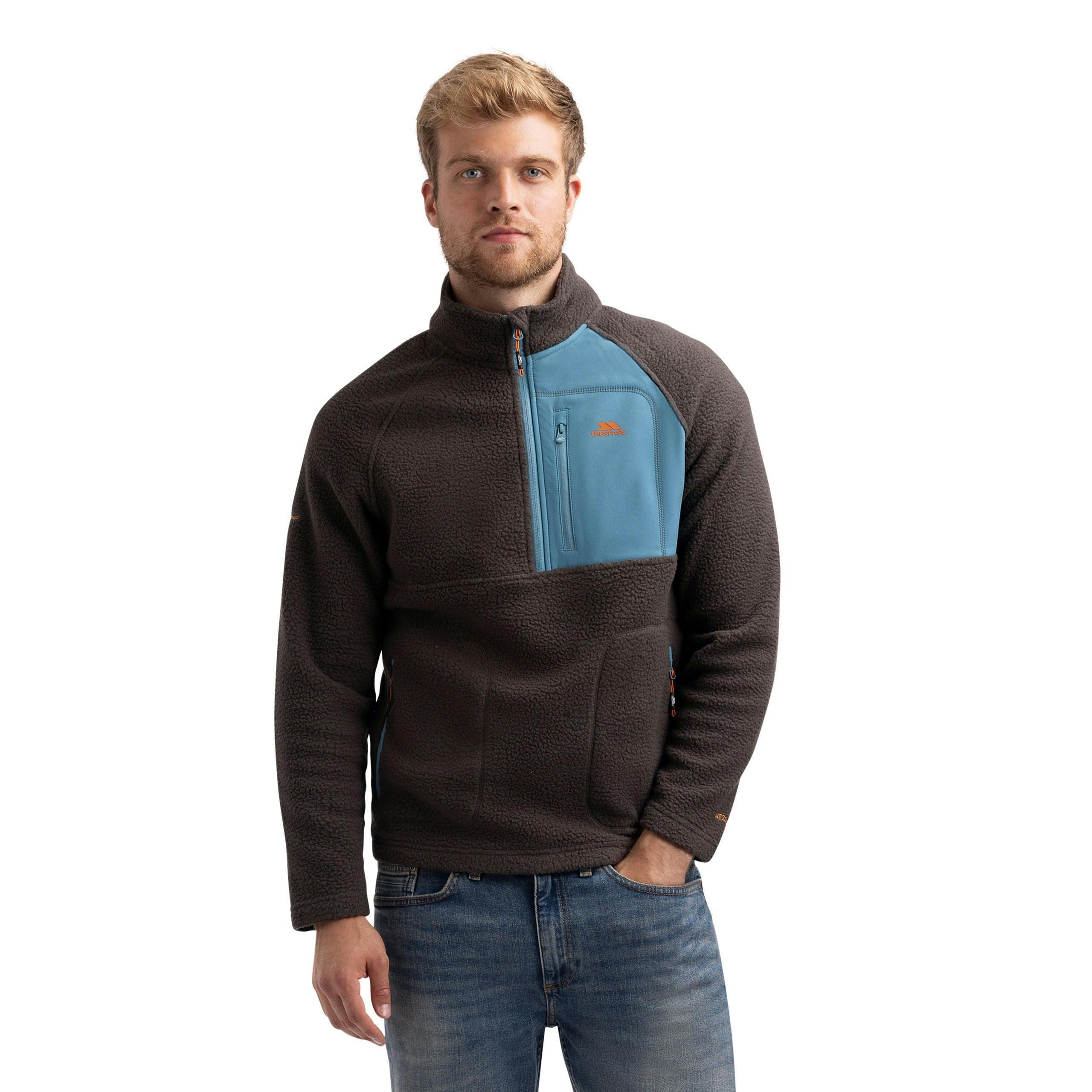 Mens Half Zip Fleece North in Charcoal , view 4 of 6