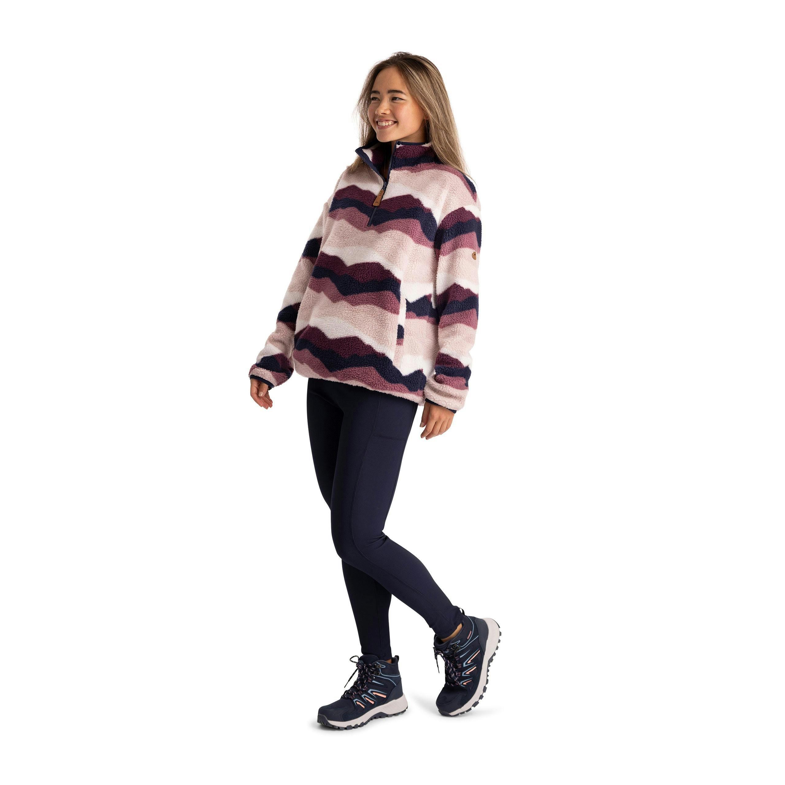 Womens 1/2 Zip Sherpa Fleece Ovie in Mountain Print , view 3 of 6