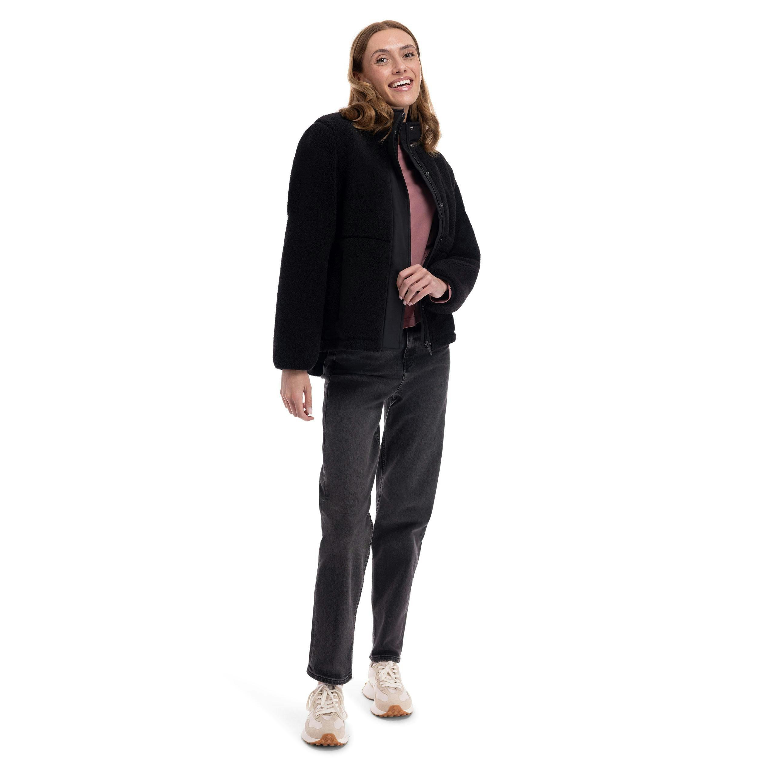 Womens Fleece Jacket Yuill in Black , view 3 of 6