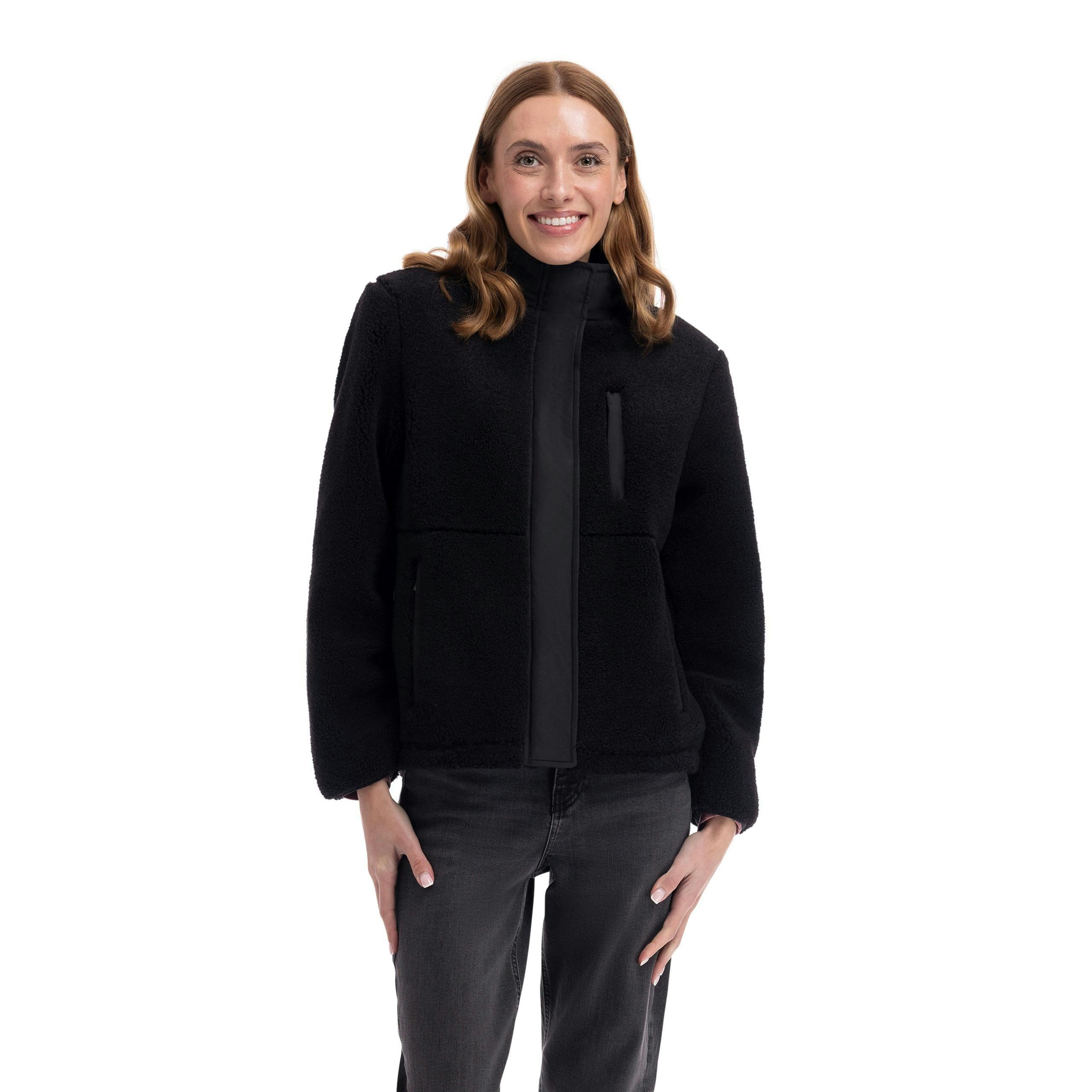 Womens Fleece Jacket Yuill in Black , view 4 of 6