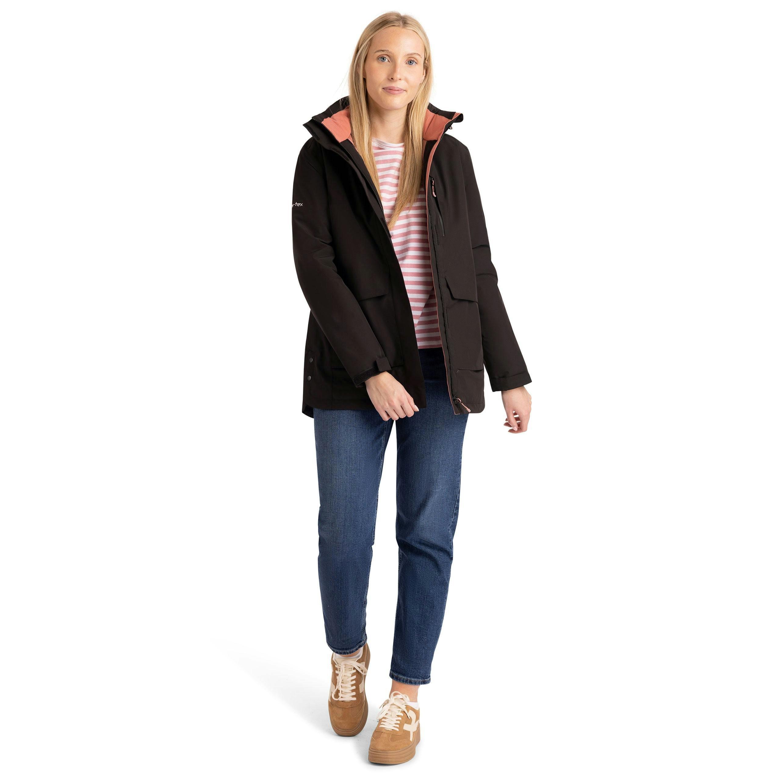 Womens Hooded Rain Jacket Hosho in Black , view 3 of 6