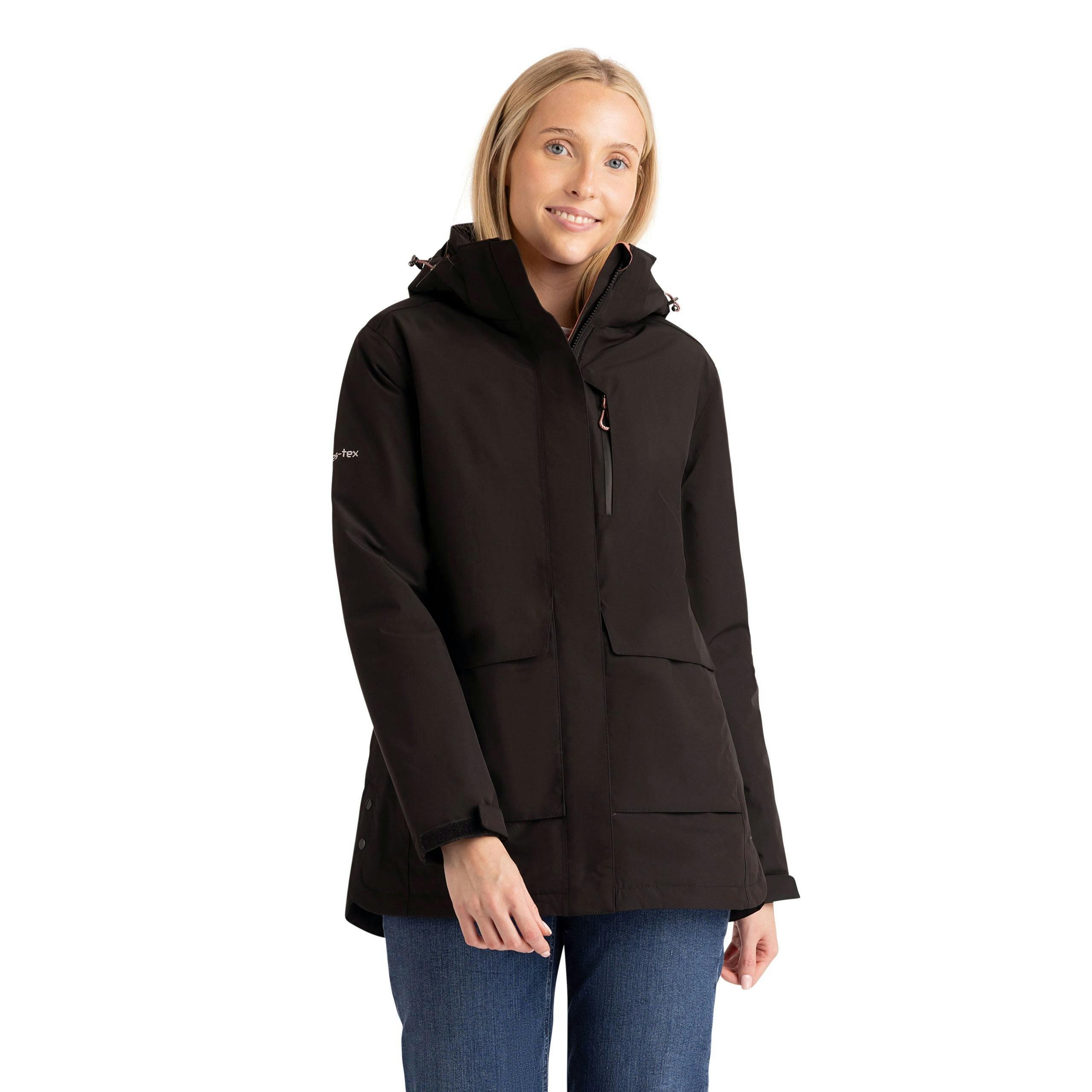 Womens Hooded Rain Jacket Hosho in Black , view 4 of 6