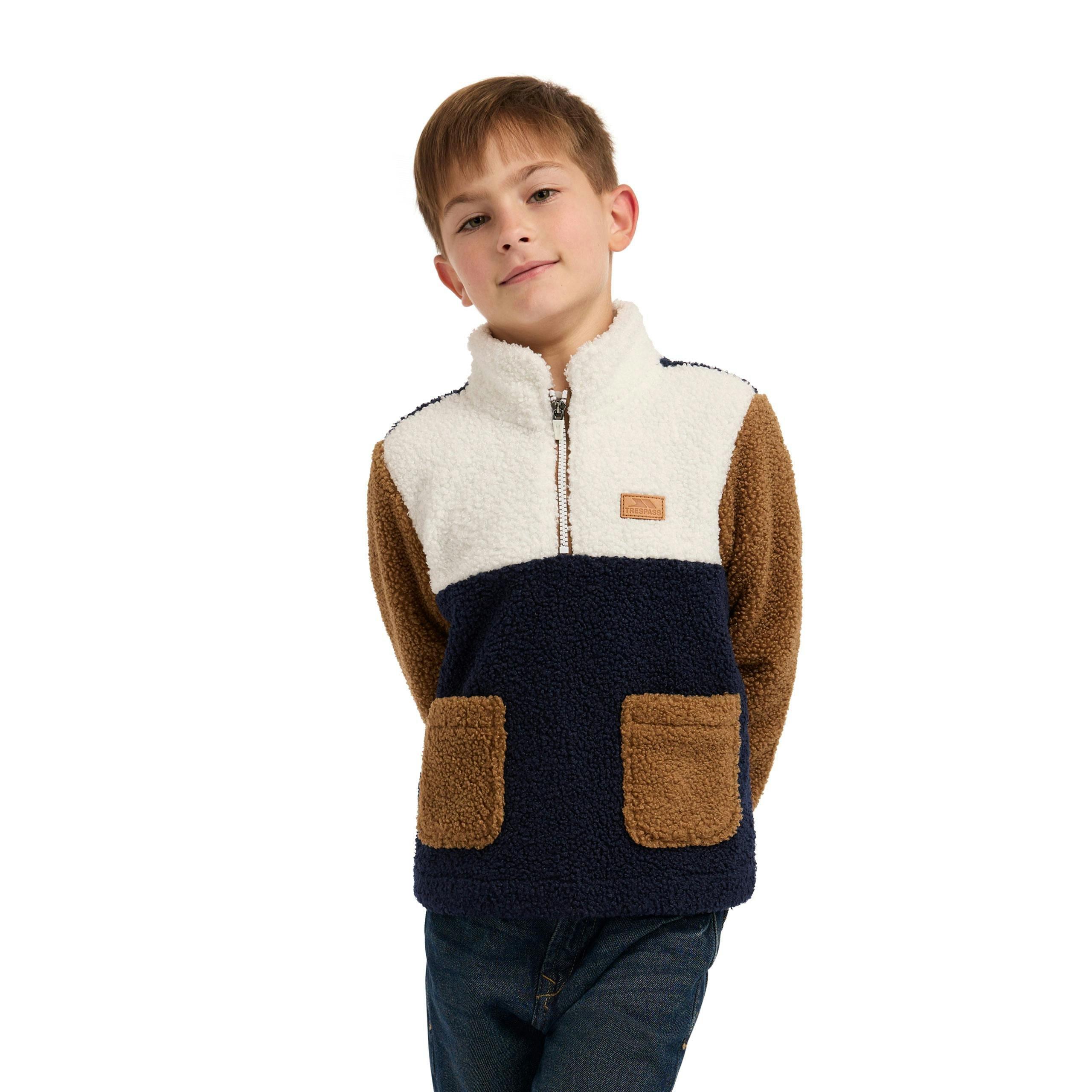Kids Half Zip Fleece Mitta in Navy , view 3 of 6