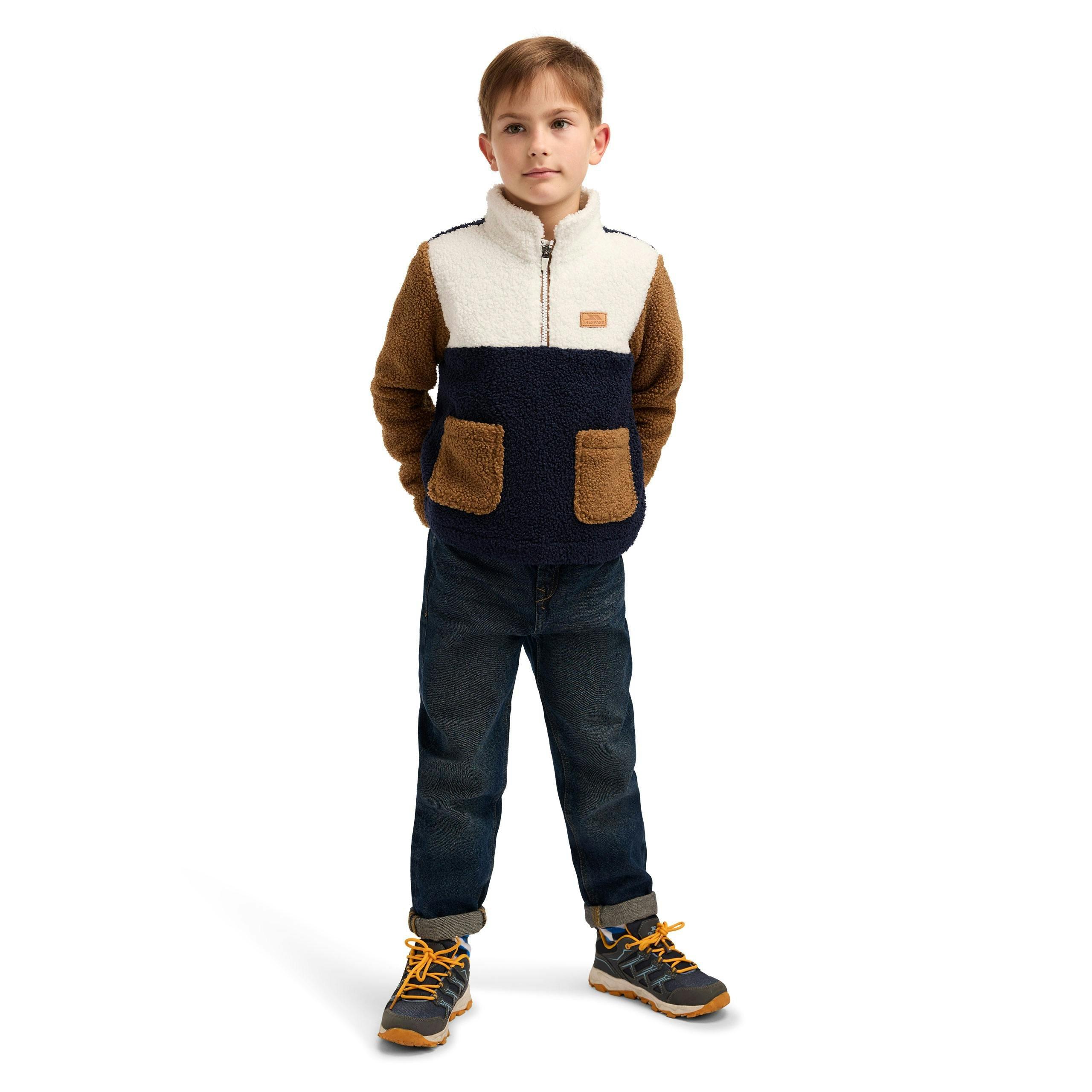 Kids Half Zip Fleece Mitta in Navy , view 4 of 6