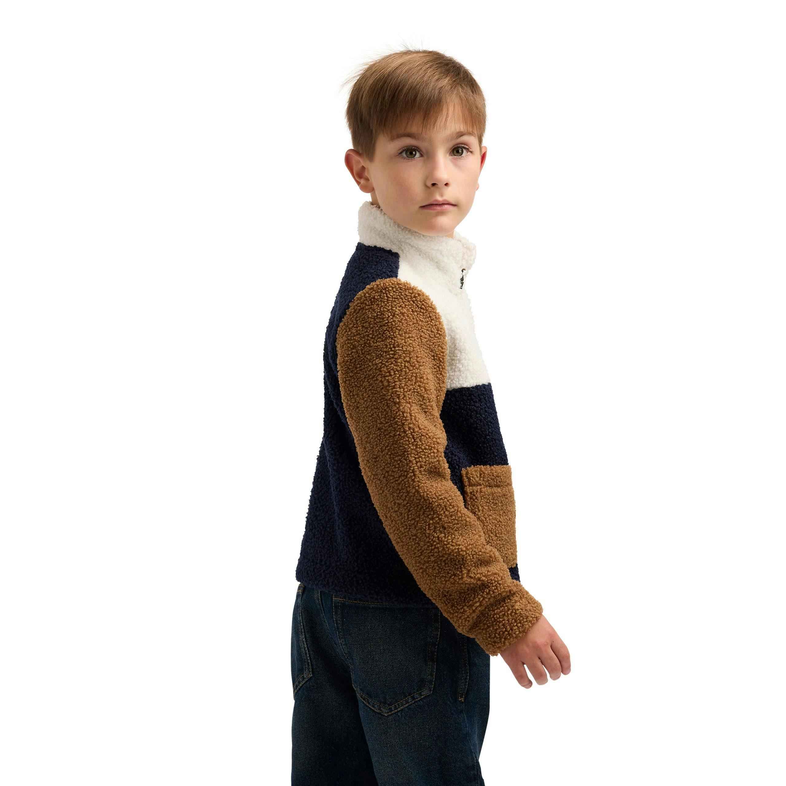 Kids Half Zip Fleece Mitta in Navy , view 5 of 6