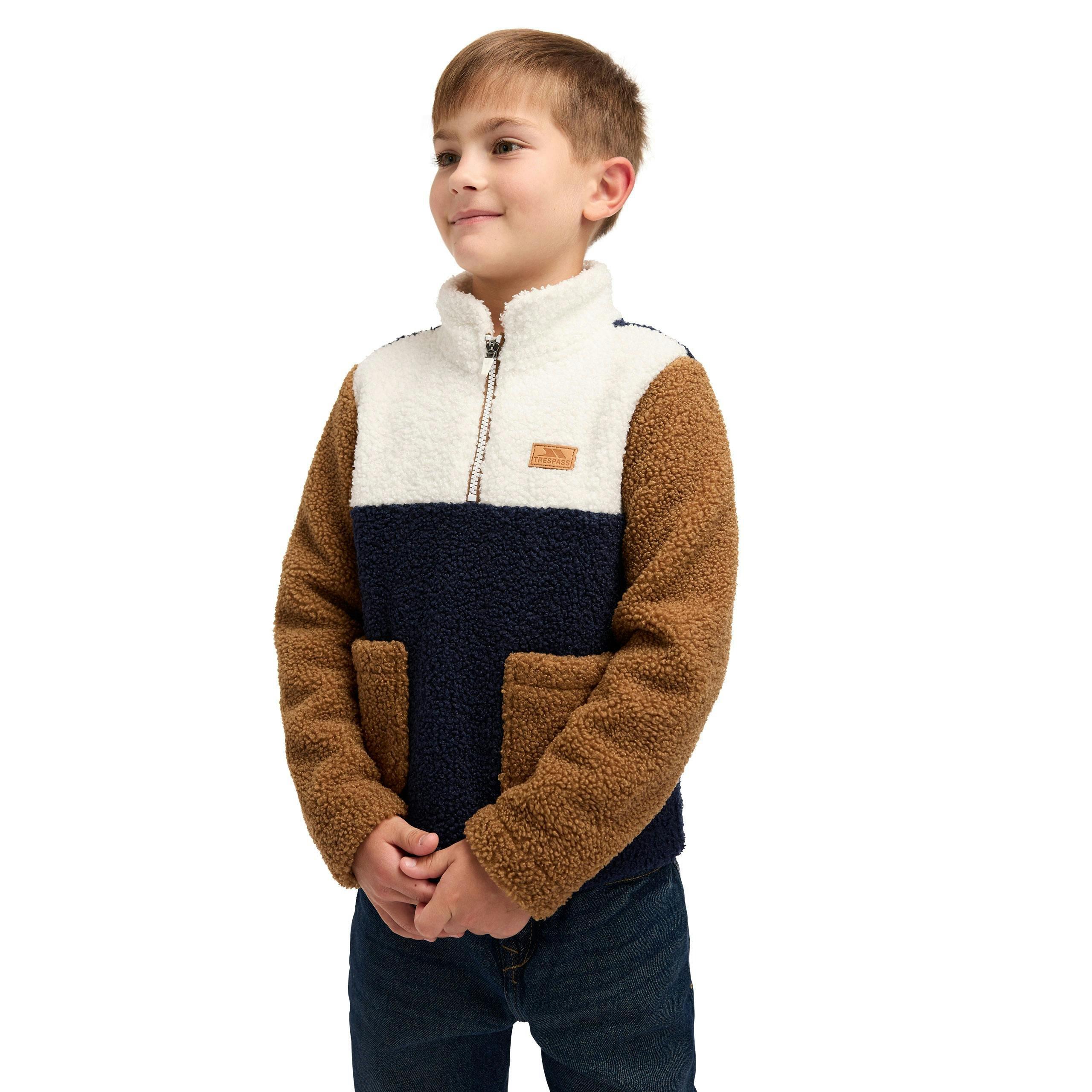 Kids Half Zip Fleece Mitta in Navy , view 6 of 6