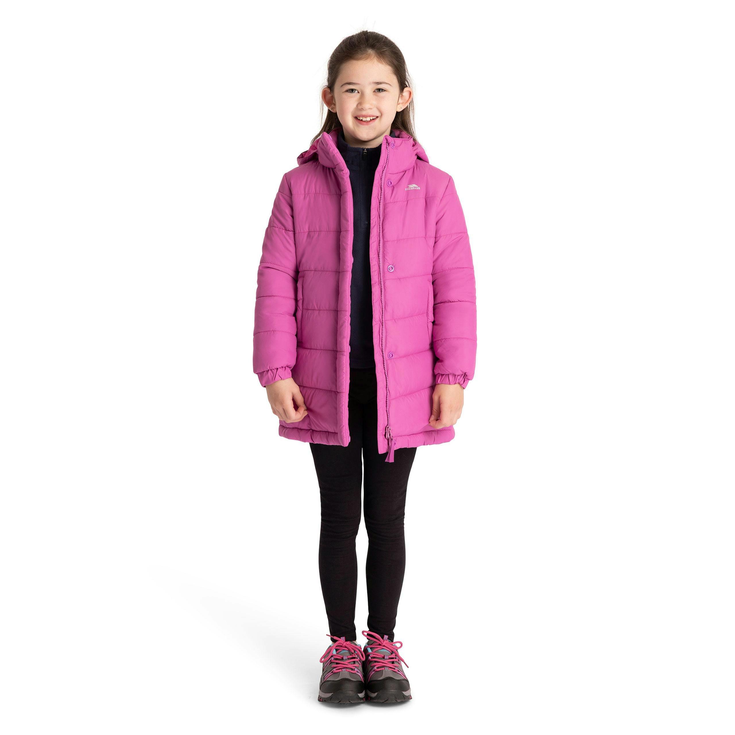 Girls Quilted Jacket Sellster in Deep Pink , view 3 of 6