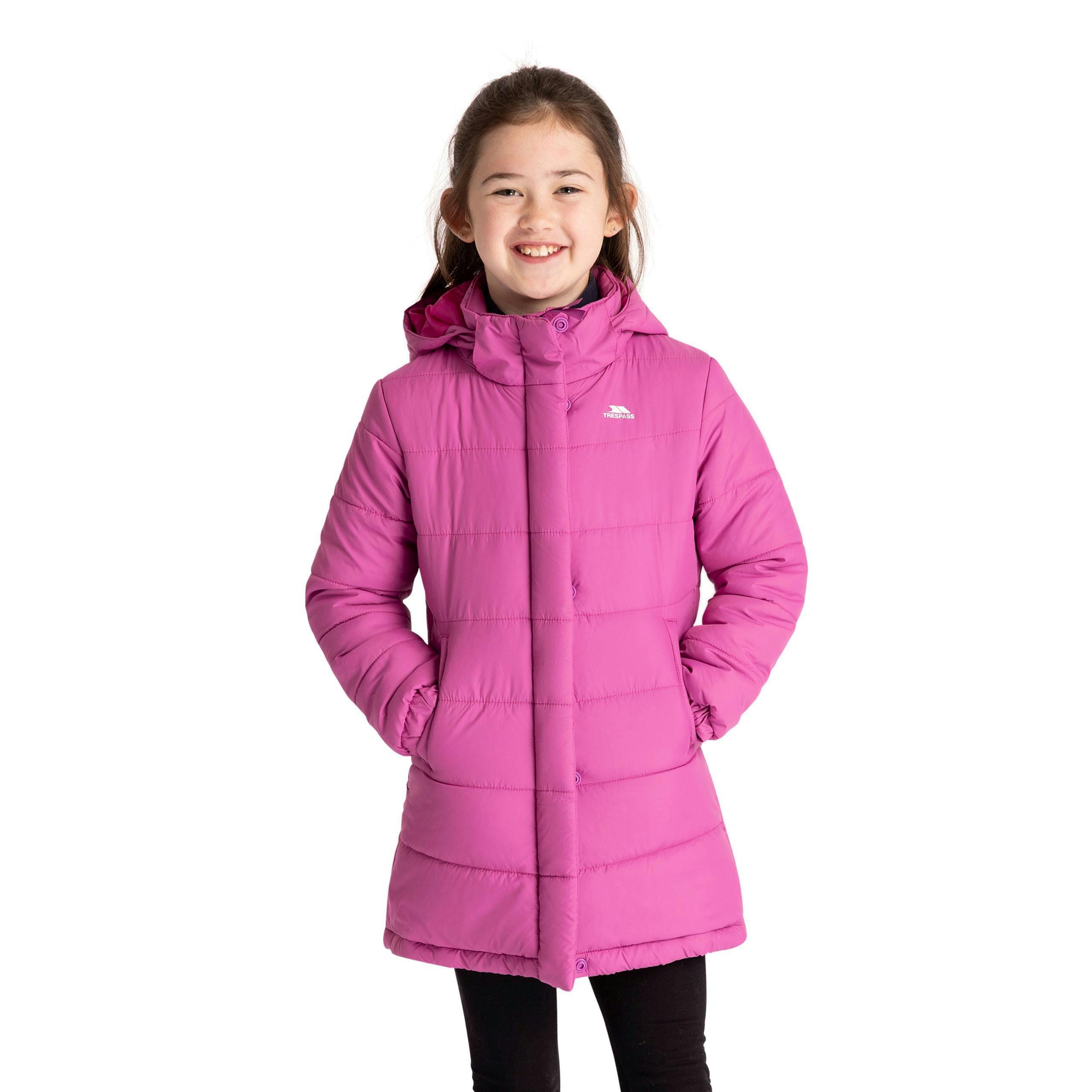 Girls Quilted Jacket Sellster in Deep Pink , view 5 of 6