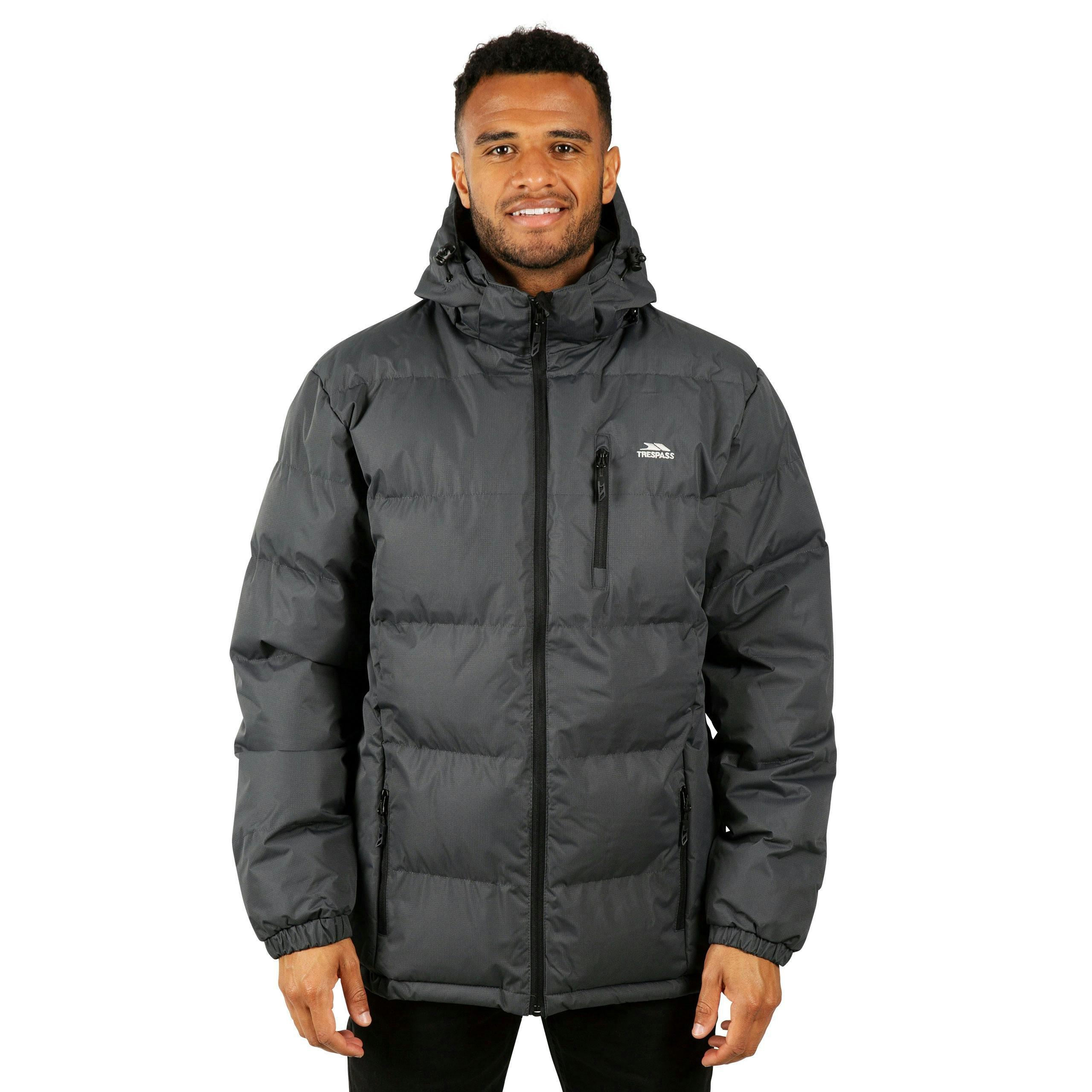 Trespass Mens Hooded Padded Casual Jacket in Grey Clip , view 2 of 6