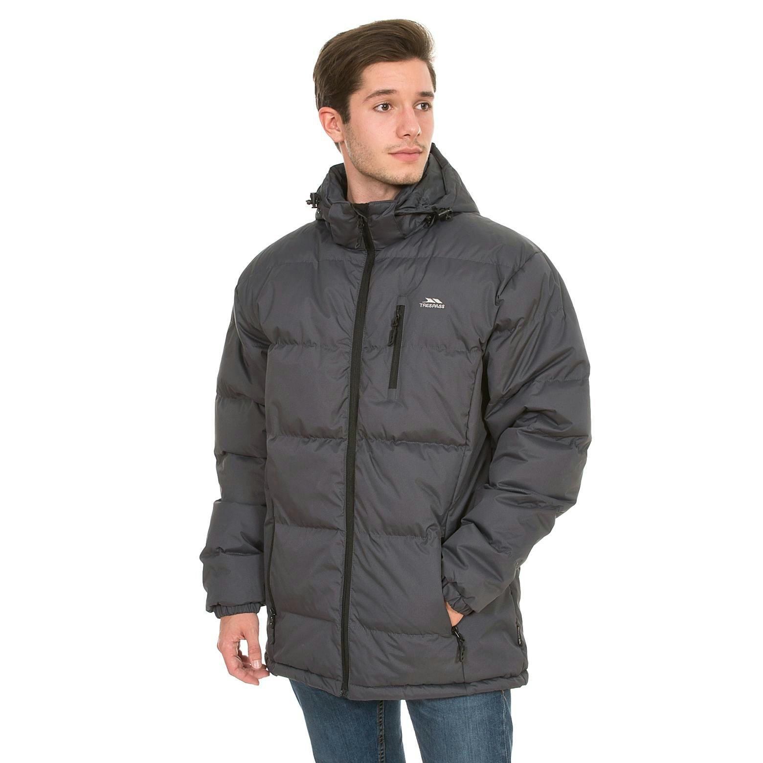 Trespass Mens Hooded Padded Casual Jacket in Grey Clip , view 5 of 6