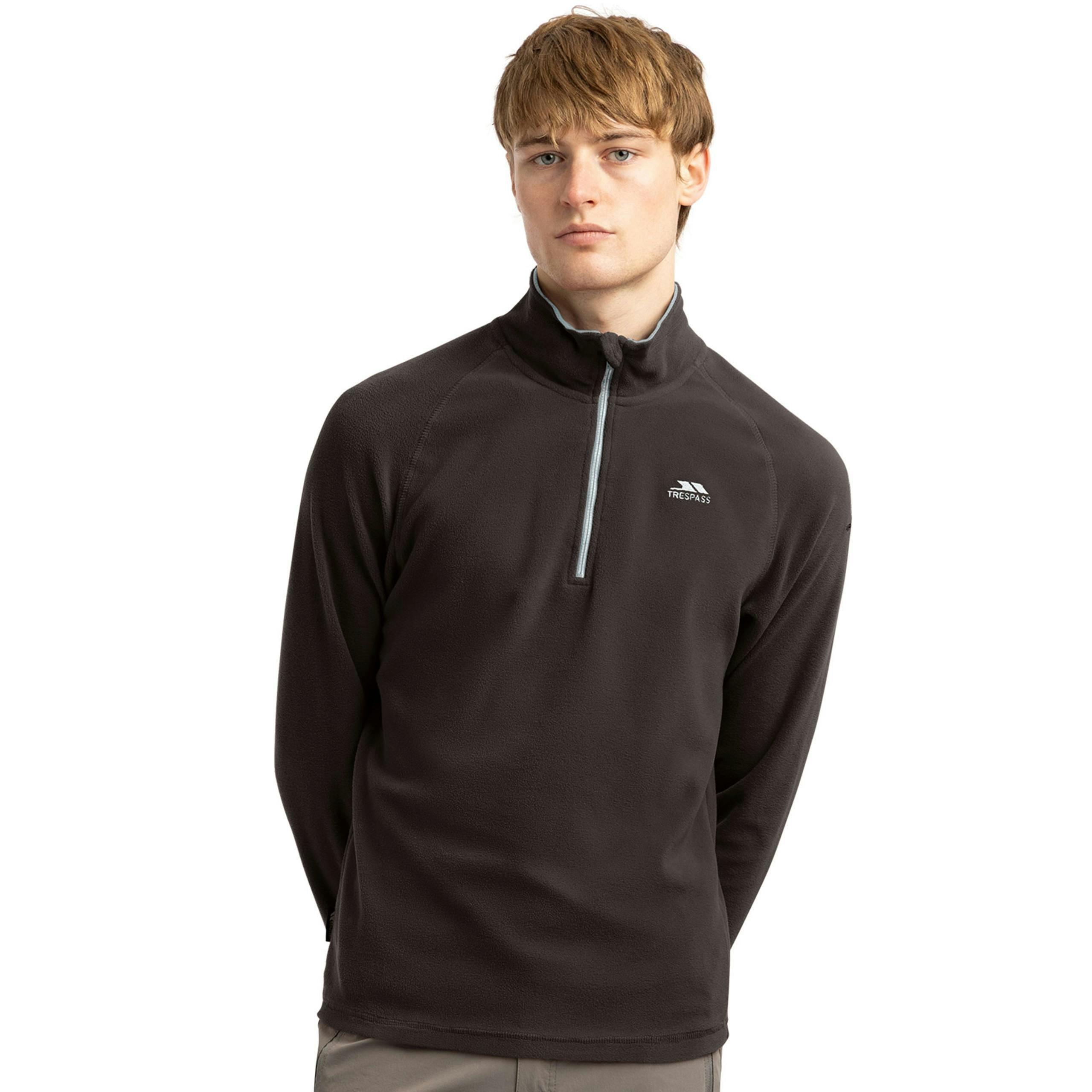 Trespass Mens 1/2 Zip Microfleece in Black Blackford , view 4 of 6