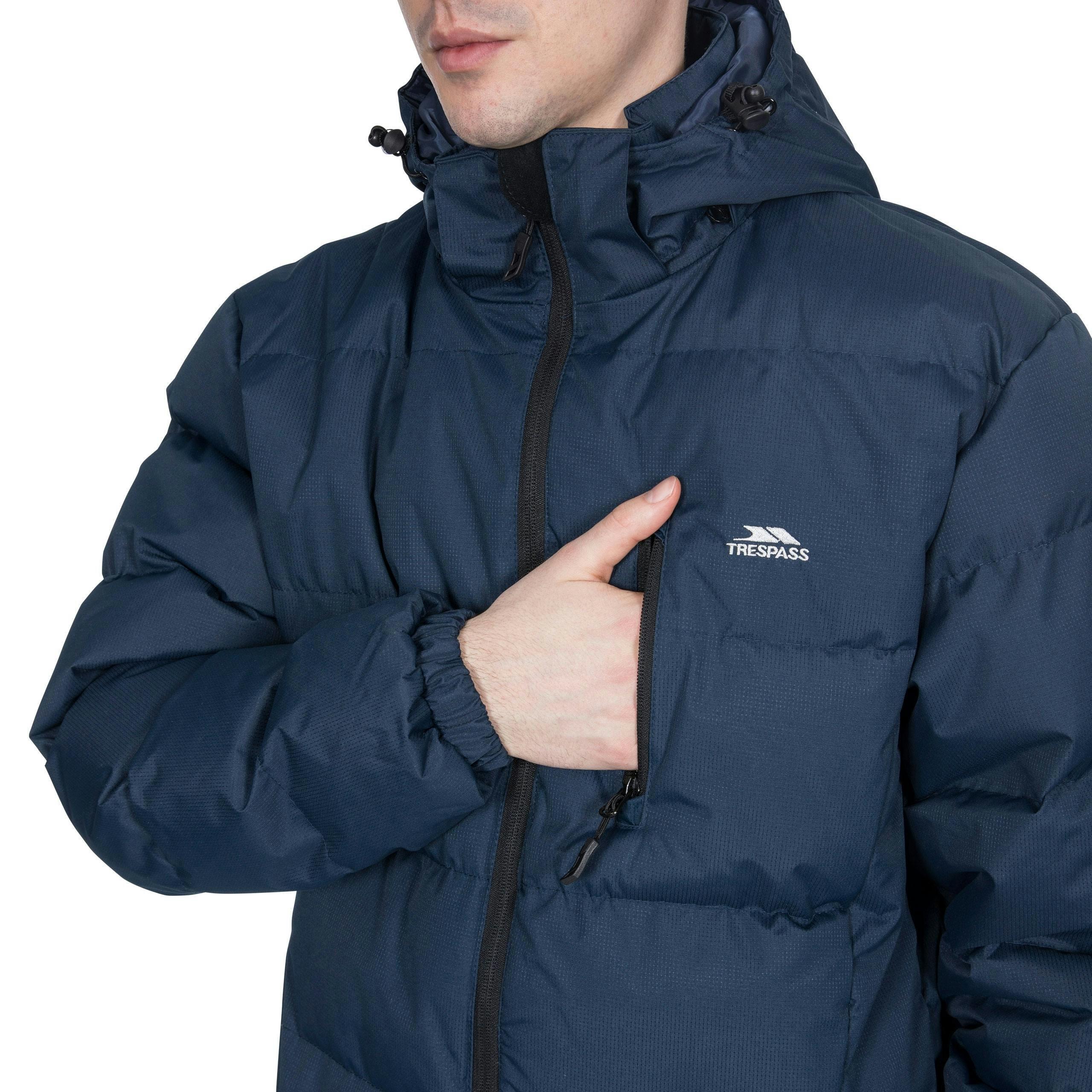 Trespass Mens Hooded Padded Casual Jacket in Navy Clip , view 3 of 6