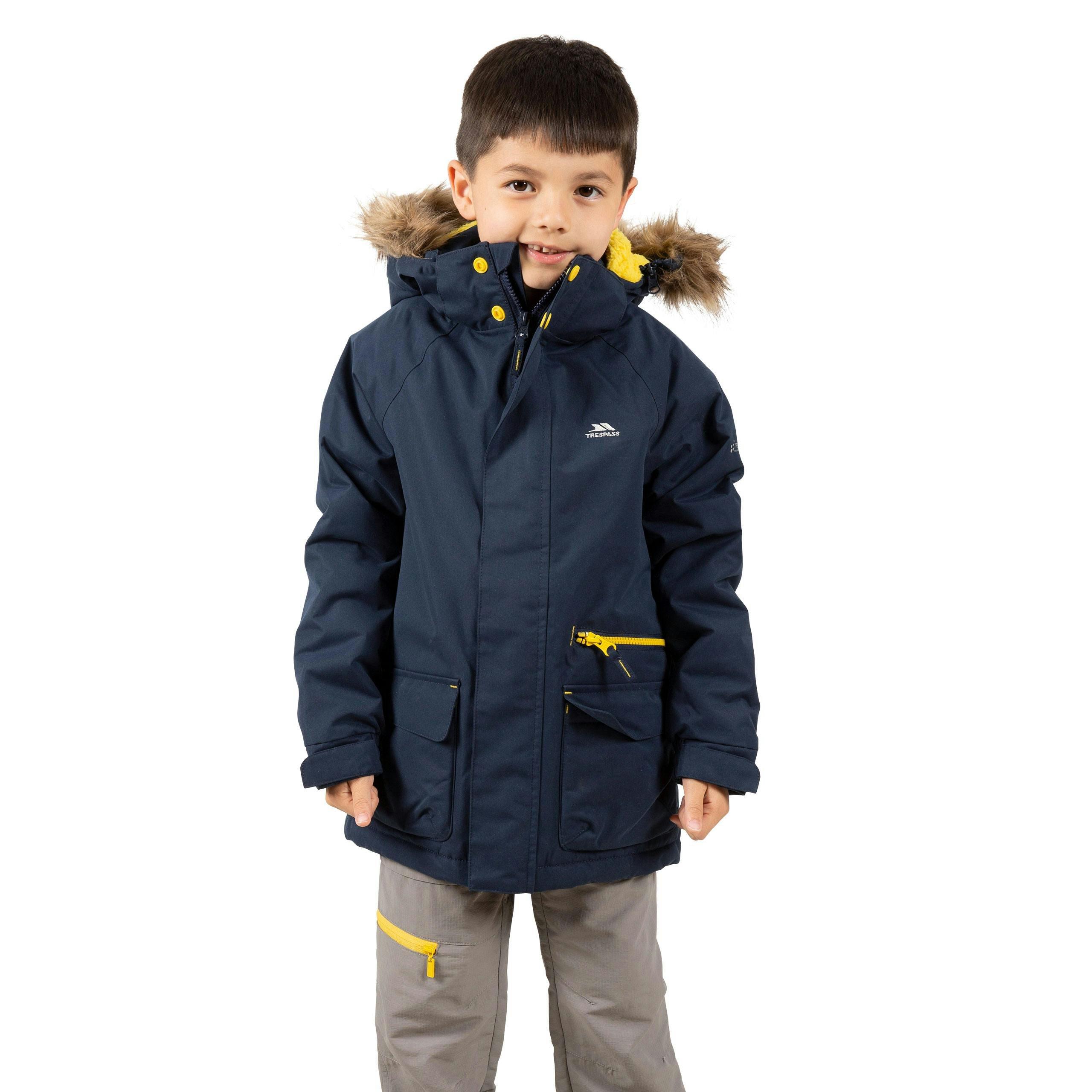 Trespass Kids Waterproof Parka Jacket in Navy Upbeat , view 3 of 6