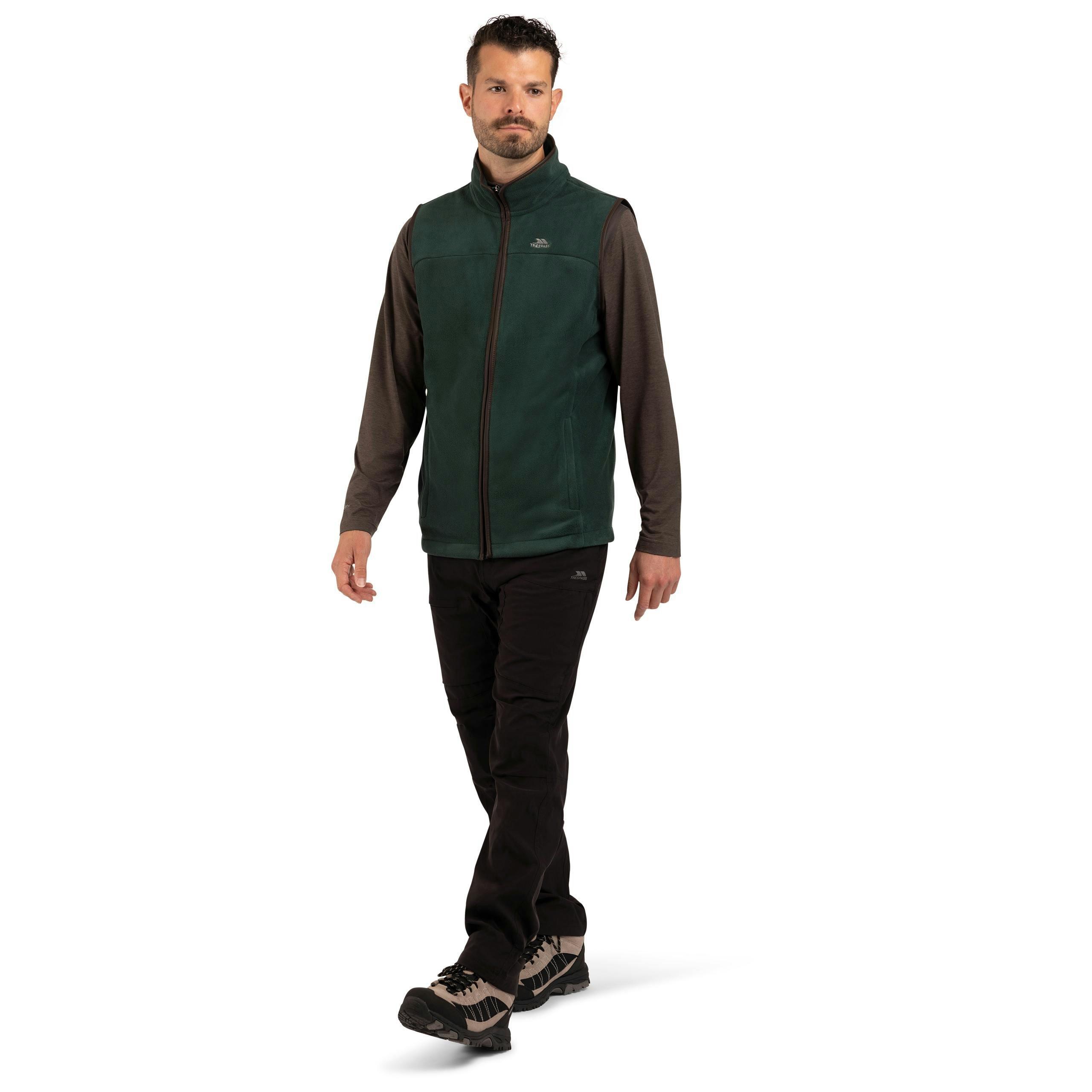 Mens Microfleece Gilet Bernary in Dark Green , view 3 of 6