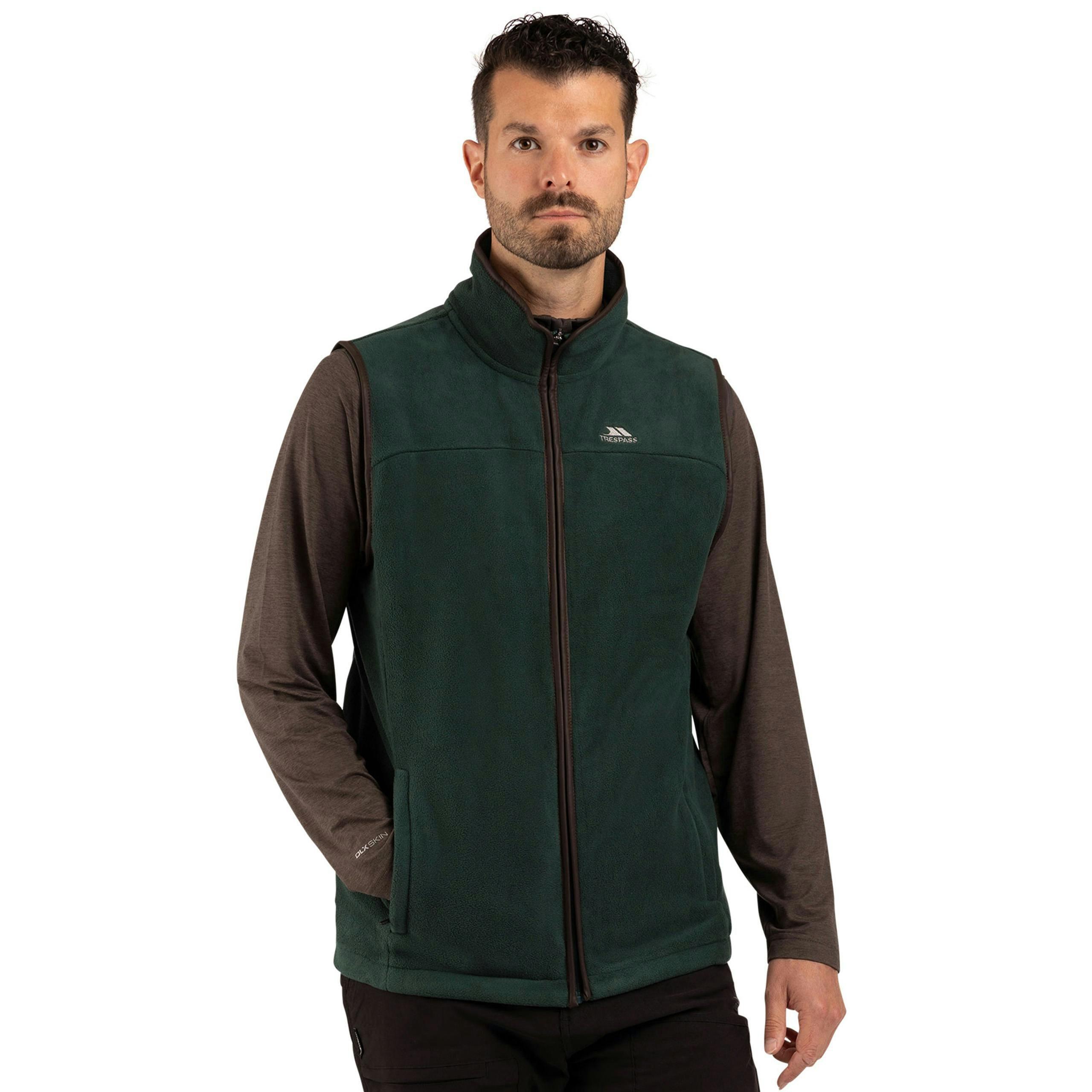 Mens Microfleece Gilet Bernary in Dark Green , view 6 of 6
