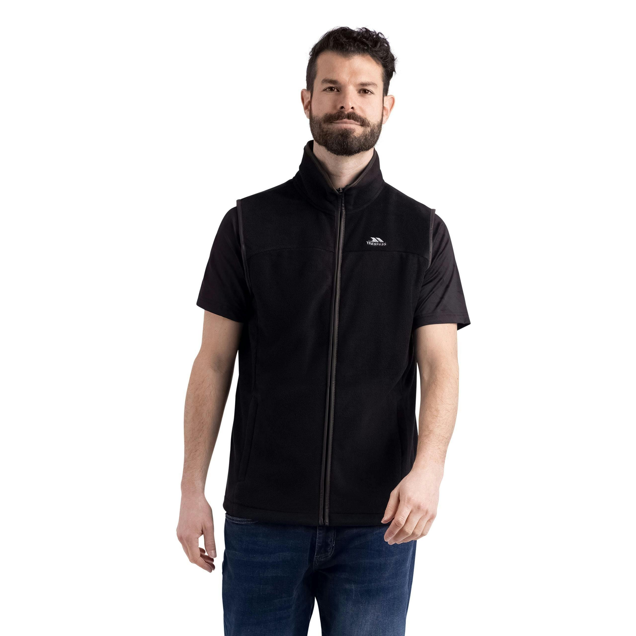 Mens Microfleece Gilet Bernary in Black , view 3 of 6