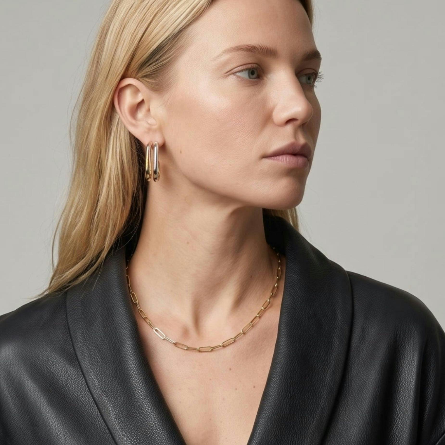 Shikaki Mixed Metals Double Hoop Earrings , view 2 of 5