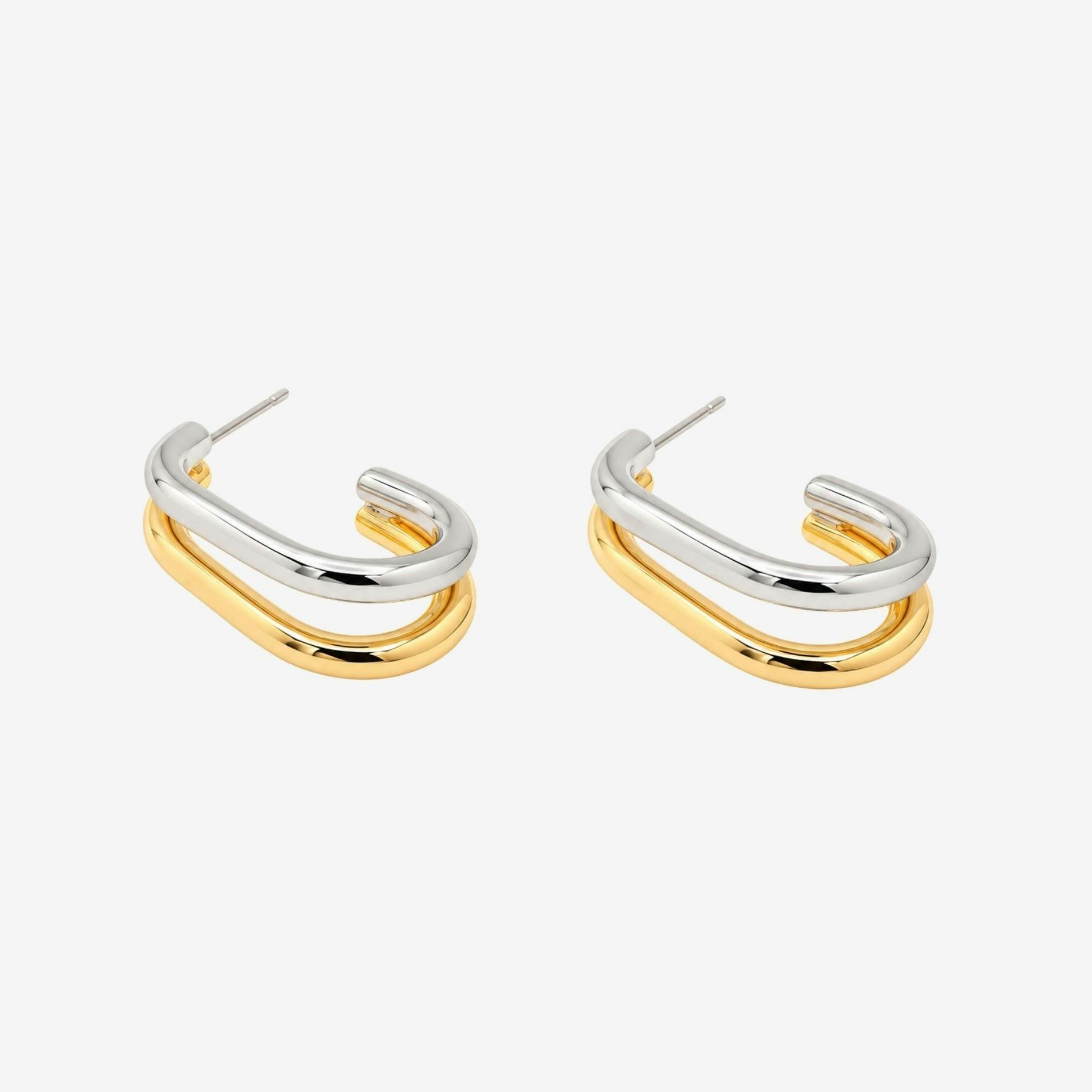 Shikaki Mixed Metals Double Hoop Earrings , view 4 of 5