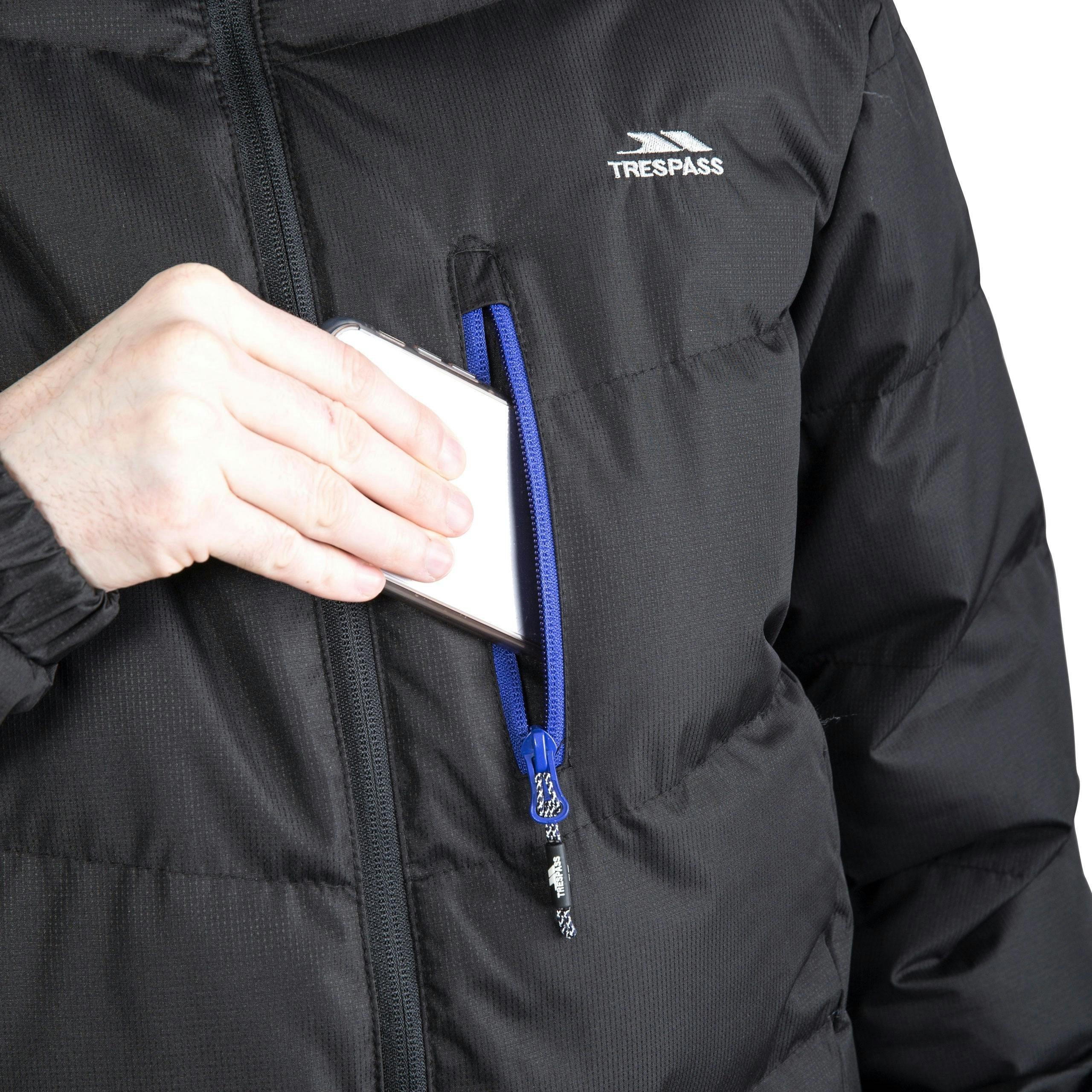 Trespass Mens Padded Casual Jacket in Black Blustery , view 5 of 6