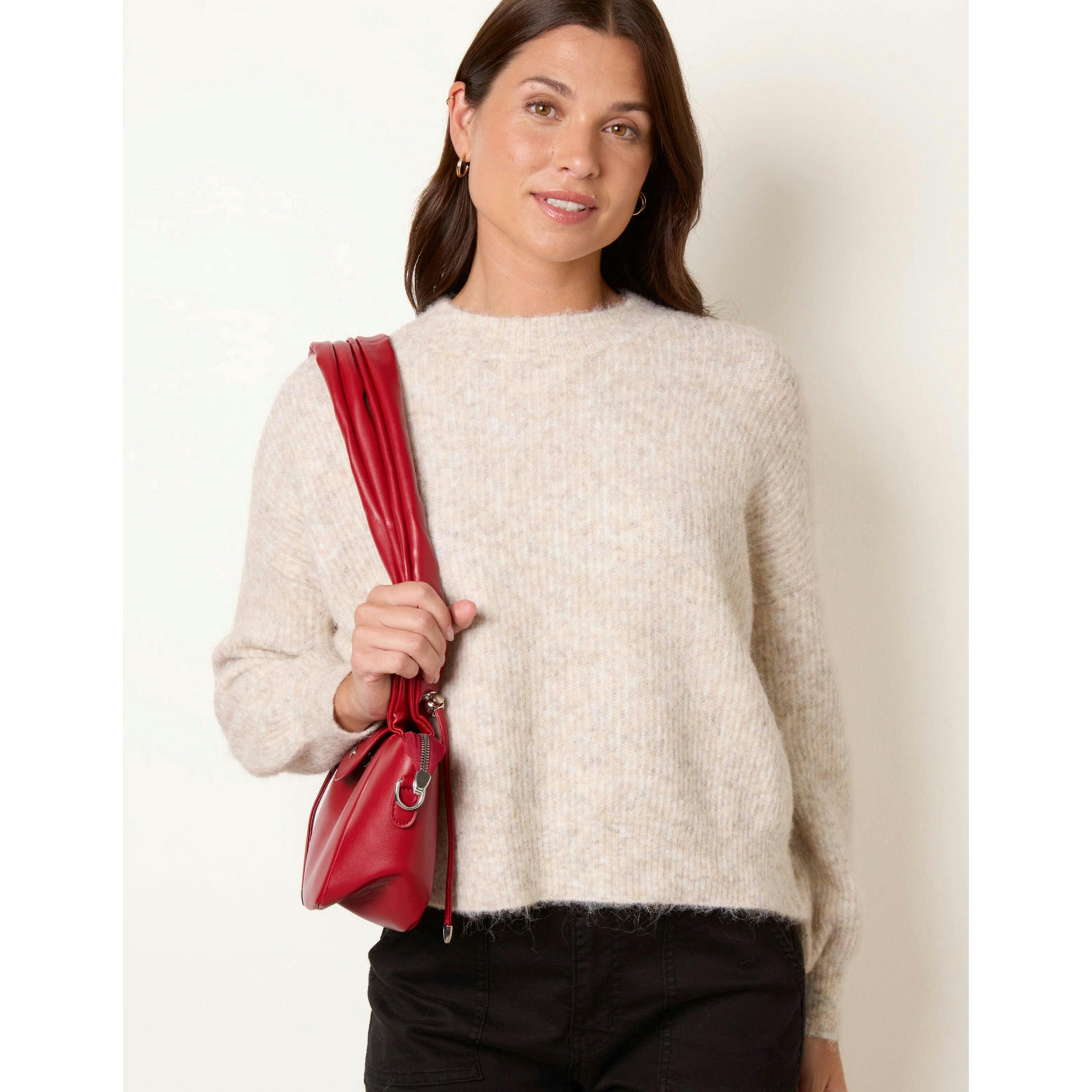 Blue Vanilla Round Neck Knitted Jumper  in Beige , view 3 of 4