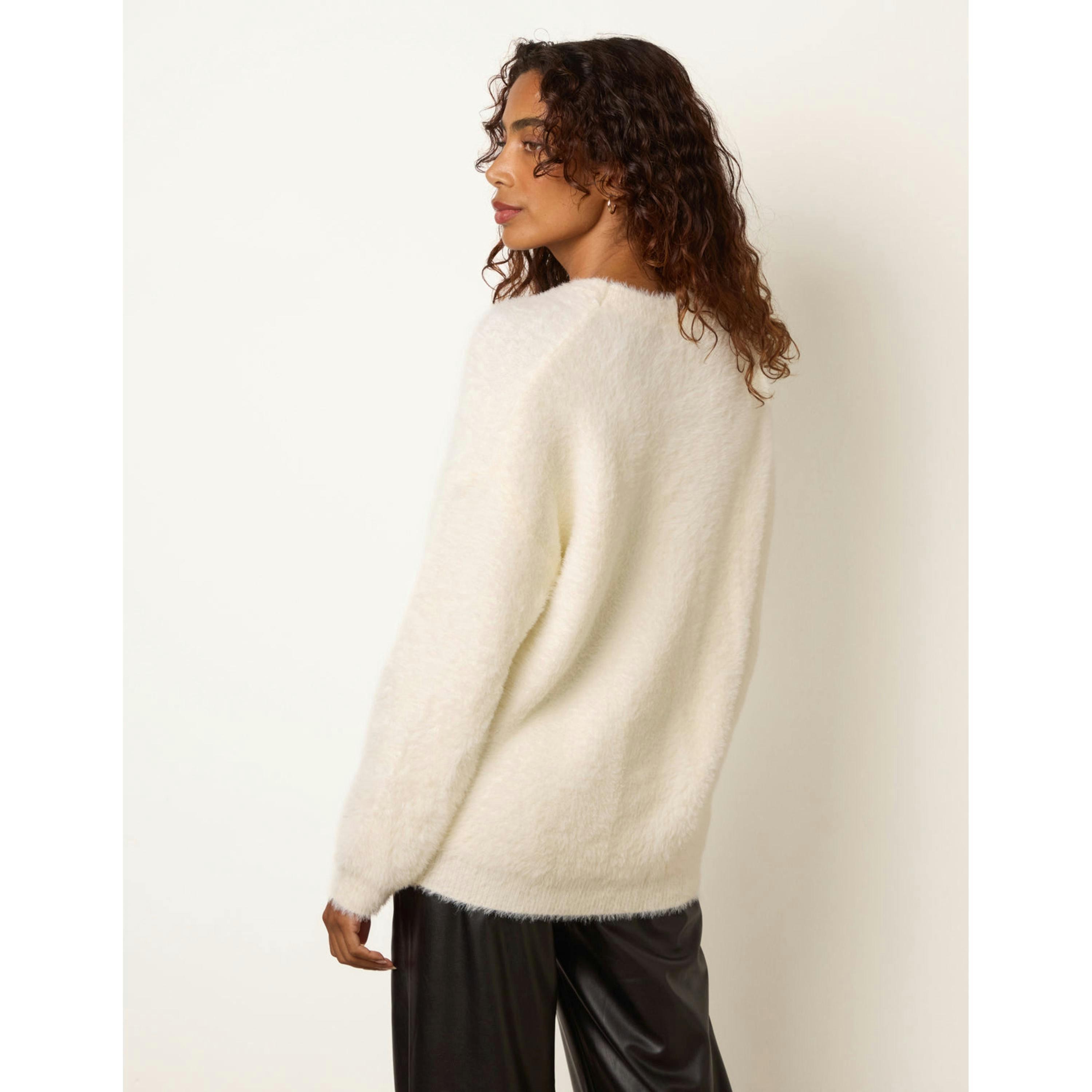 Blue Vanilla Christmas Cocktail Sequin Jumper  in Ivory , view 4 of 4
