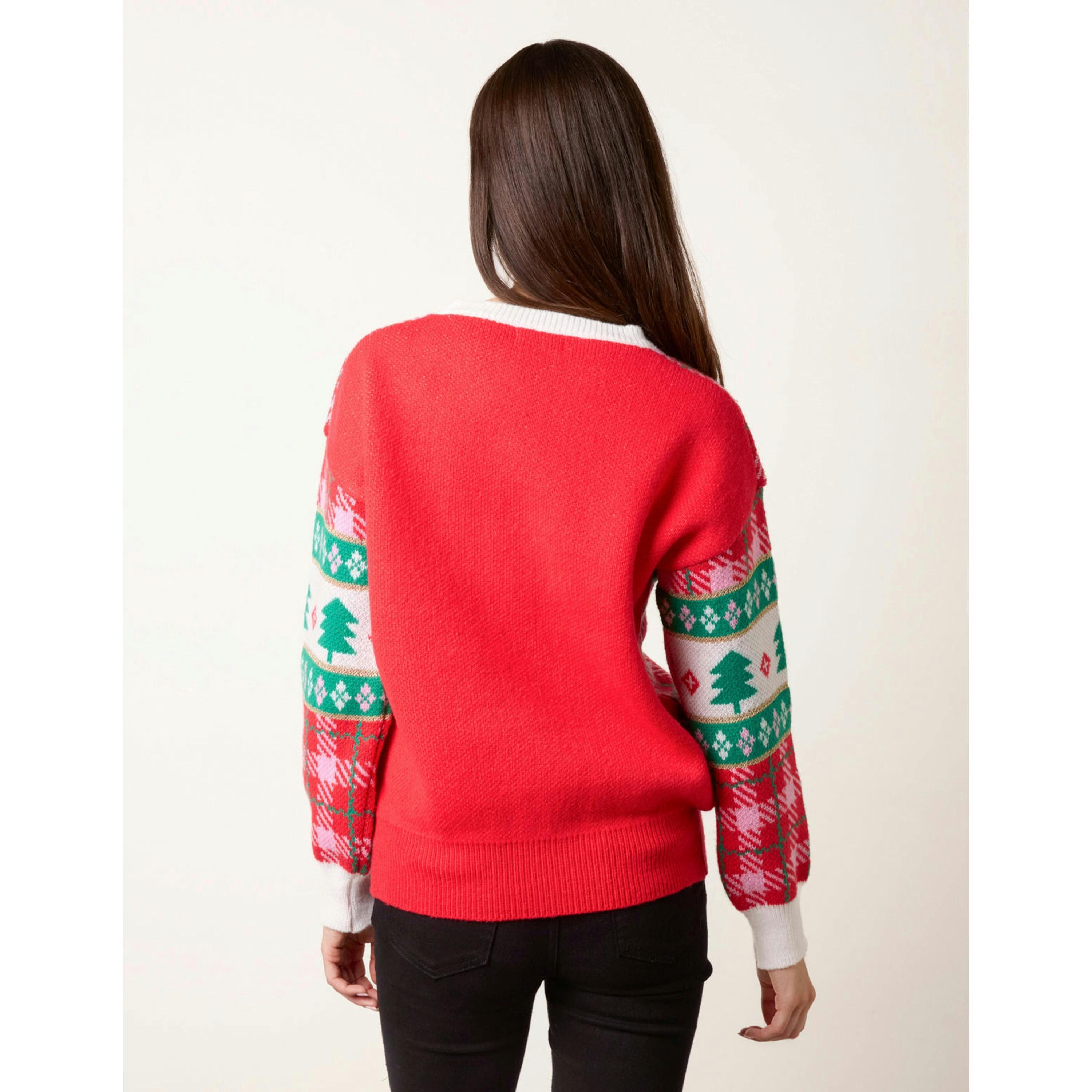 Blue Vanilla Christmas Knitted Jumper  in Red , view 2 of 4