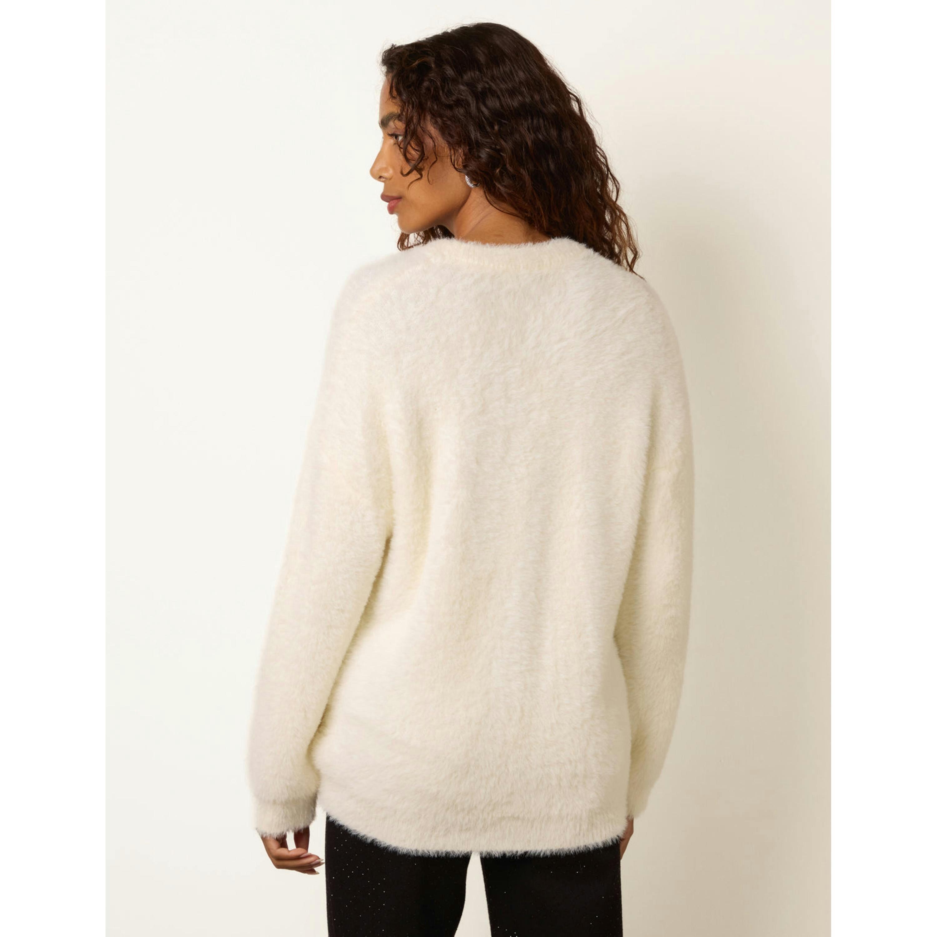 Blue Vanilla Penguin Christmas Jumper  in Ivory , view 4 of 4