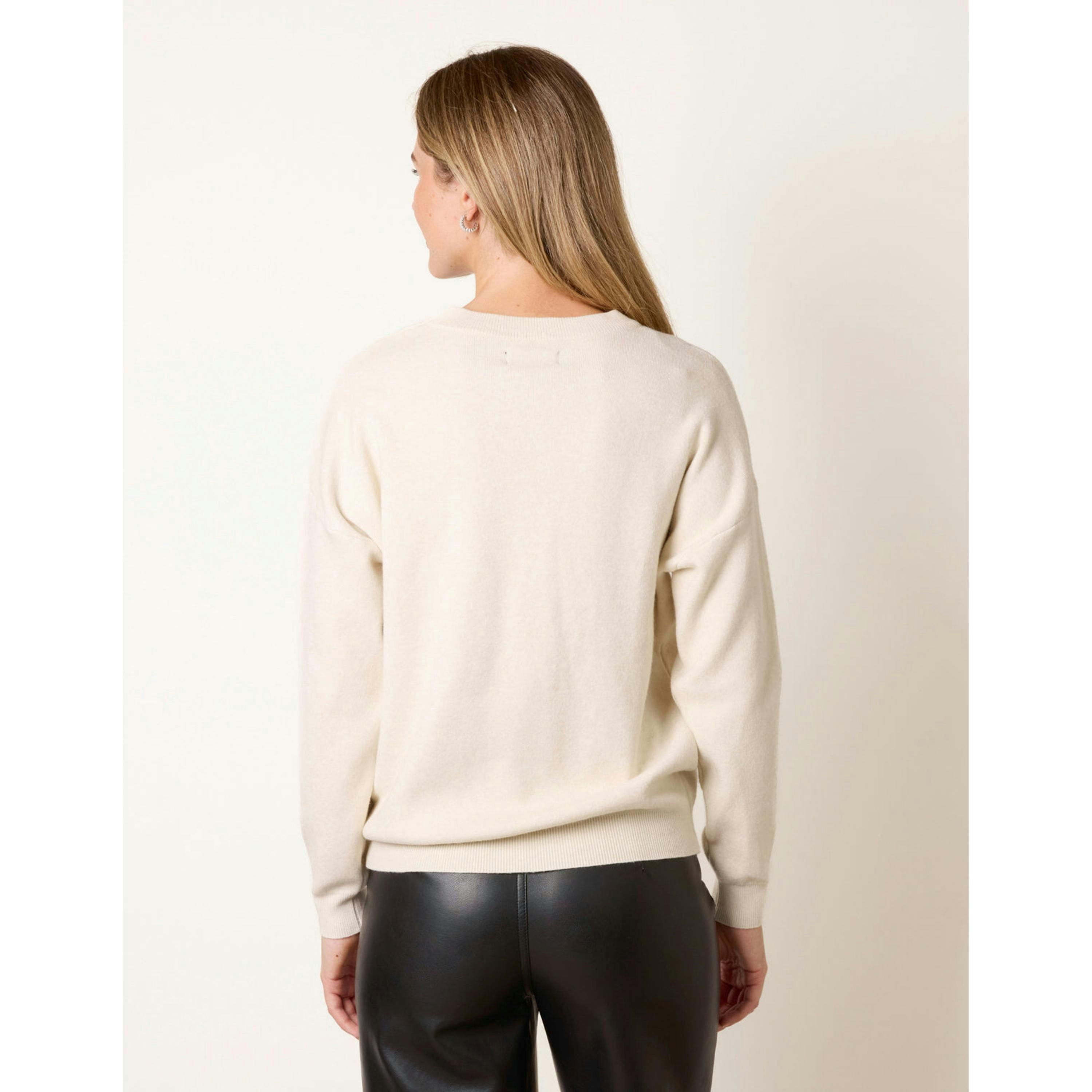 Blue Vanilla Festive Sequin Christmas Light Jumper  in Beige , view 2 of 4