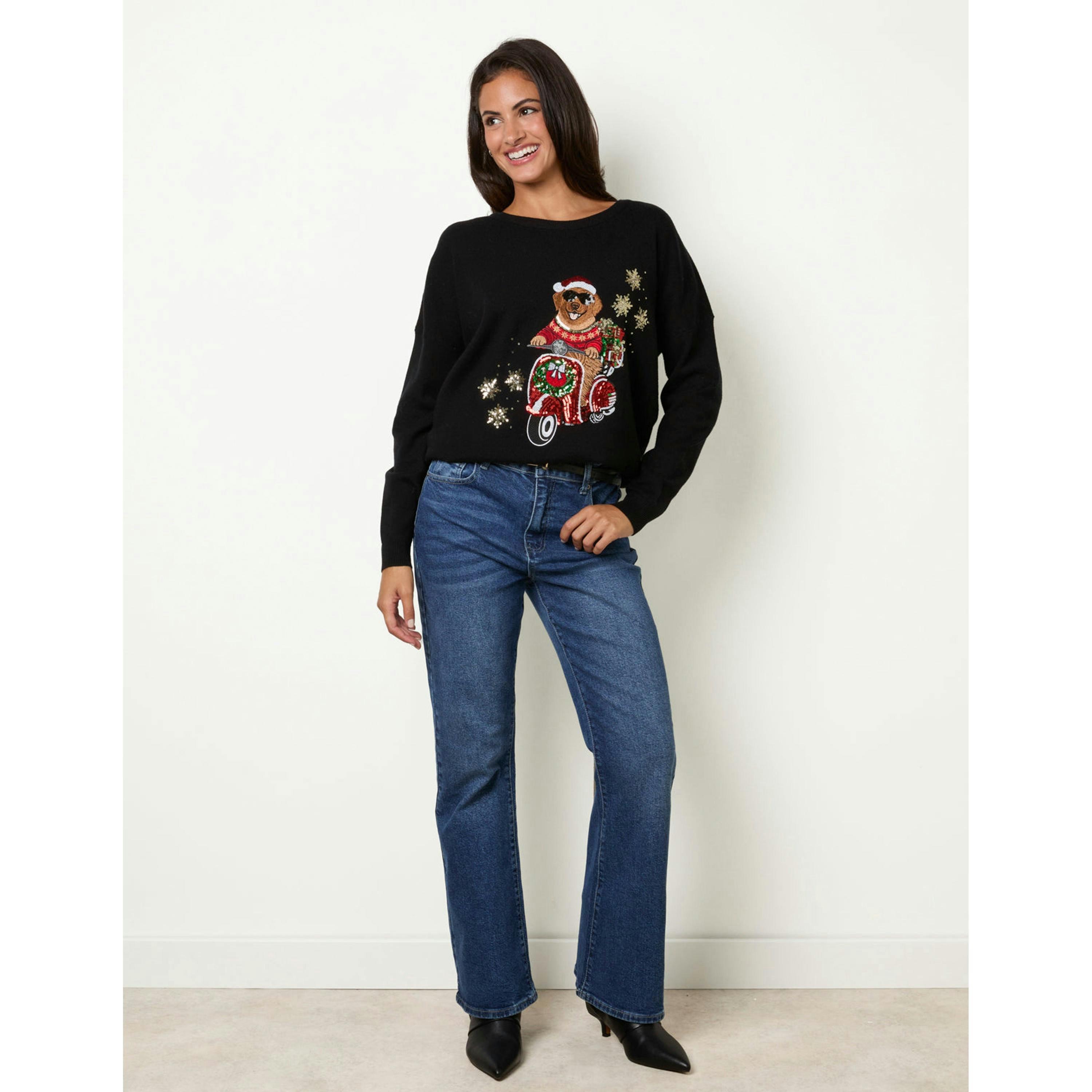 Blue Vanilla Christmas Dog Jumper  in Black , view 4 of 4