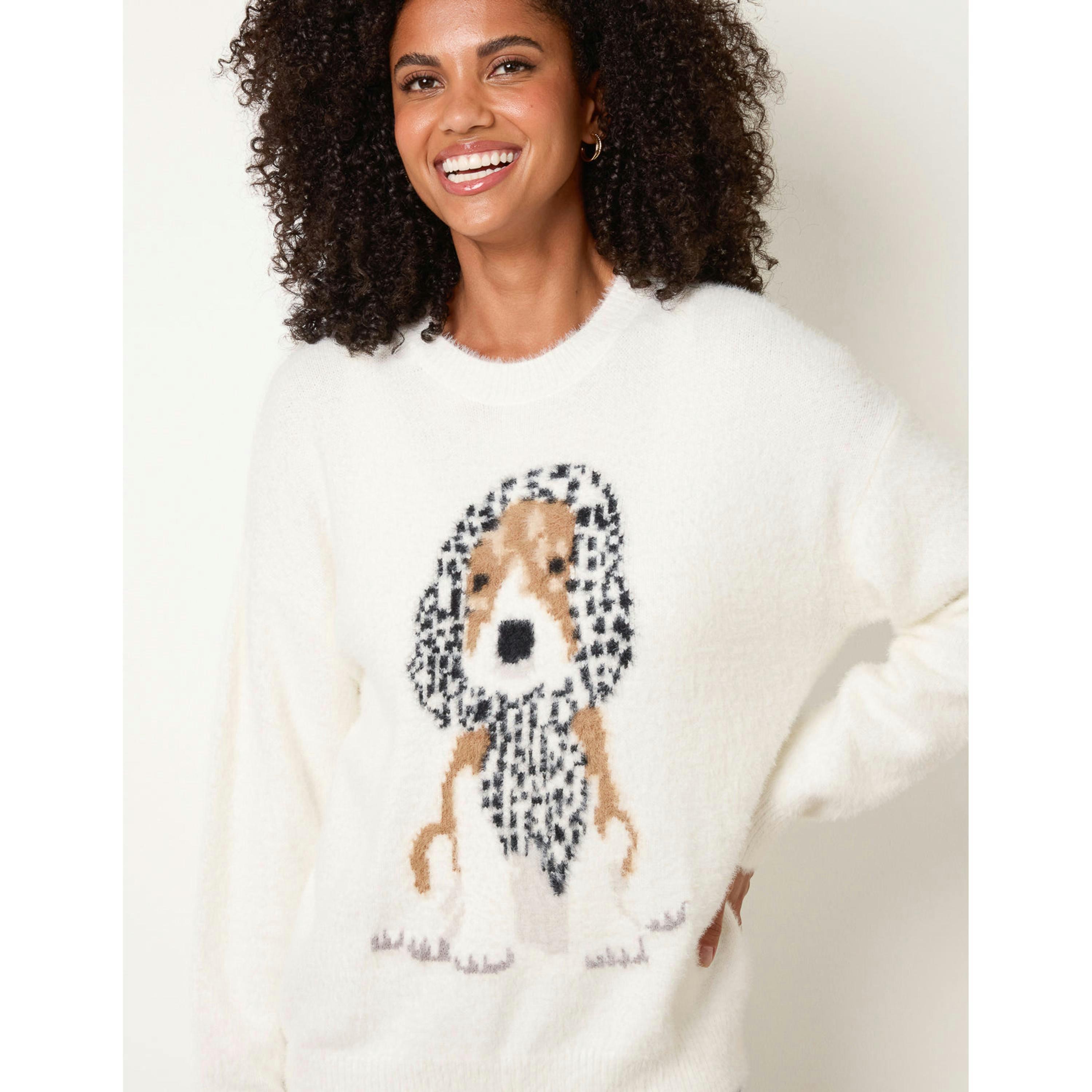 Blue Vanilla Intarsia Dog Jumper  in Ivory , view 2 of 4