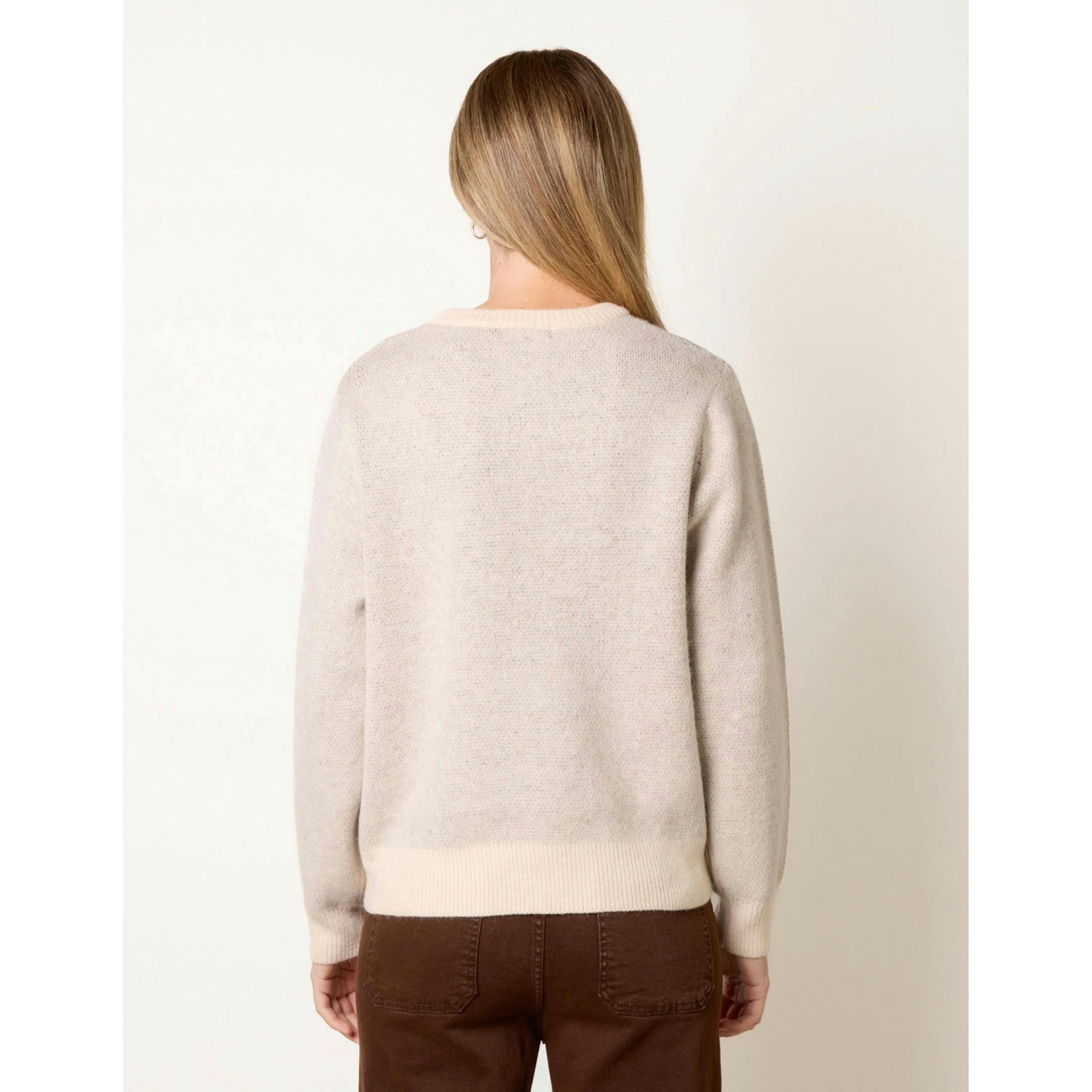 Blue Vanilla Knitted Round Neck Dog Jumper  in Stone , view 2 of 4
