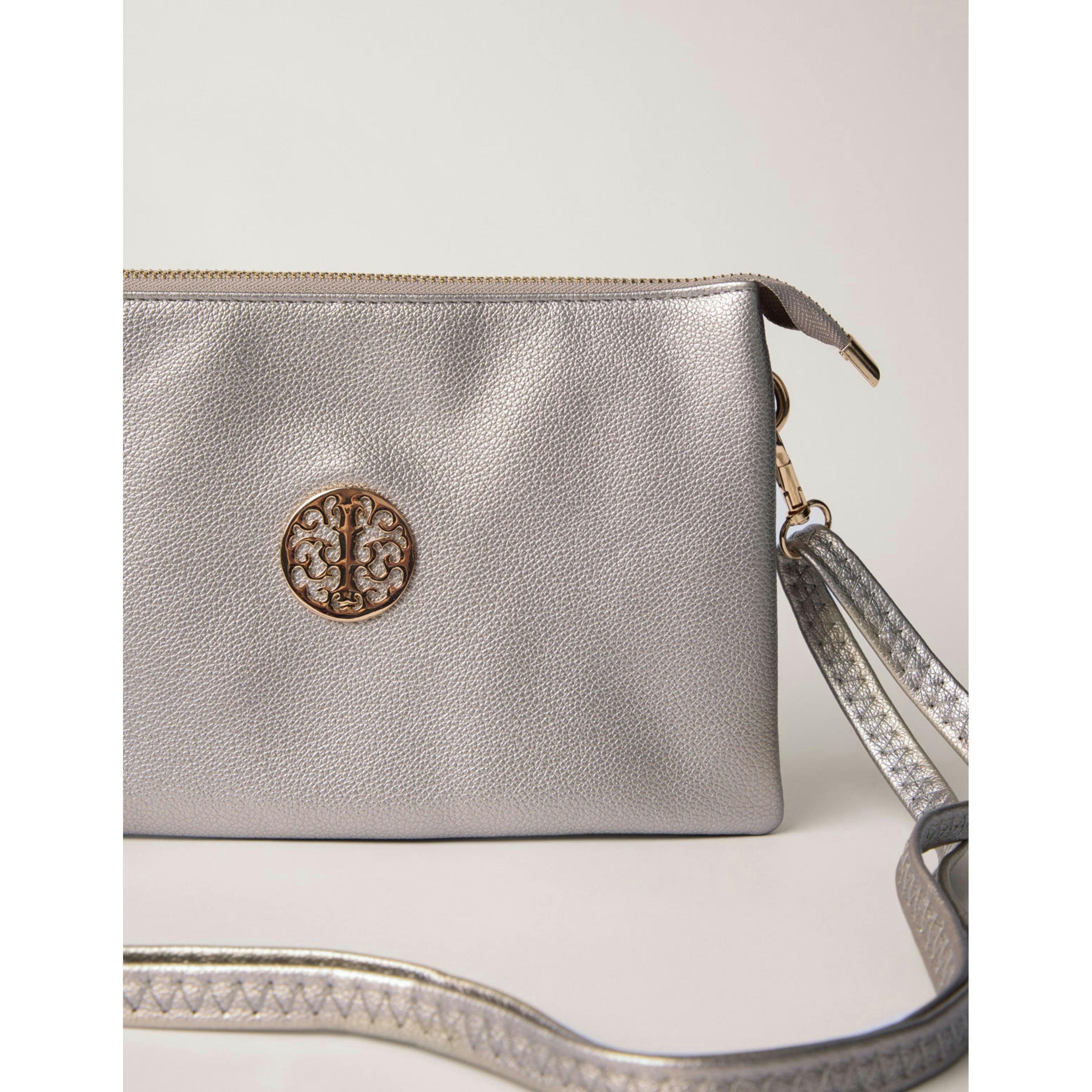 Blue Vanilla Clutch With Detachable Strap  in Silver , view 3 of 4