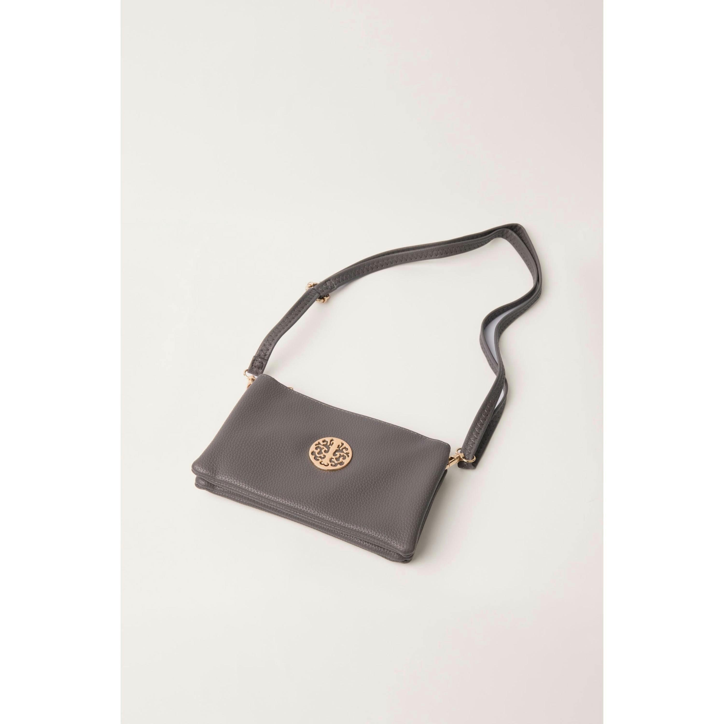 Blue Vanilla Detailed Zip Up Purse With Detachable Strap  in Grey , view 2 of 3