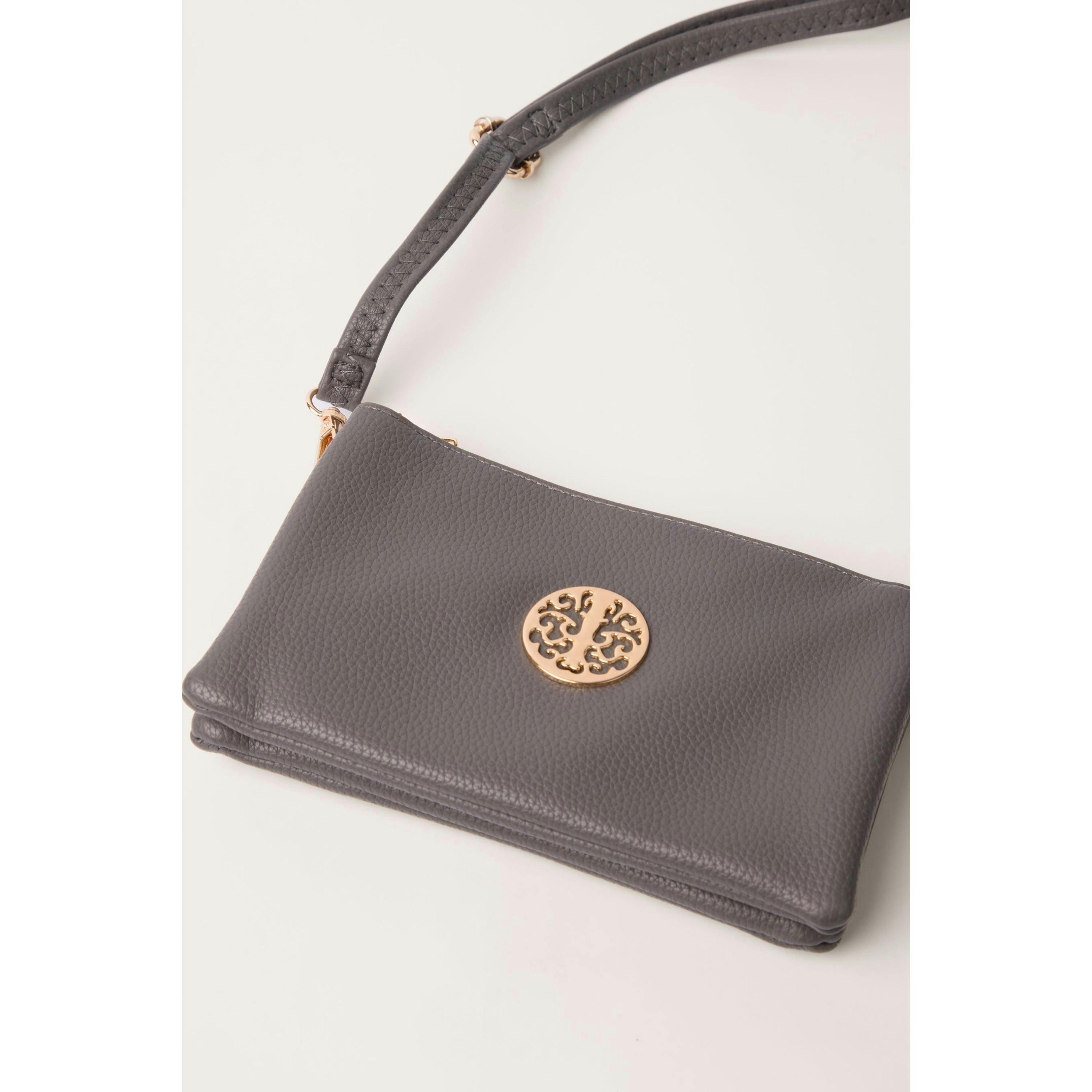 Blue Vanilla Detailed Zip Up Purse With Detachable Strap  in Grey , view 3 of 3