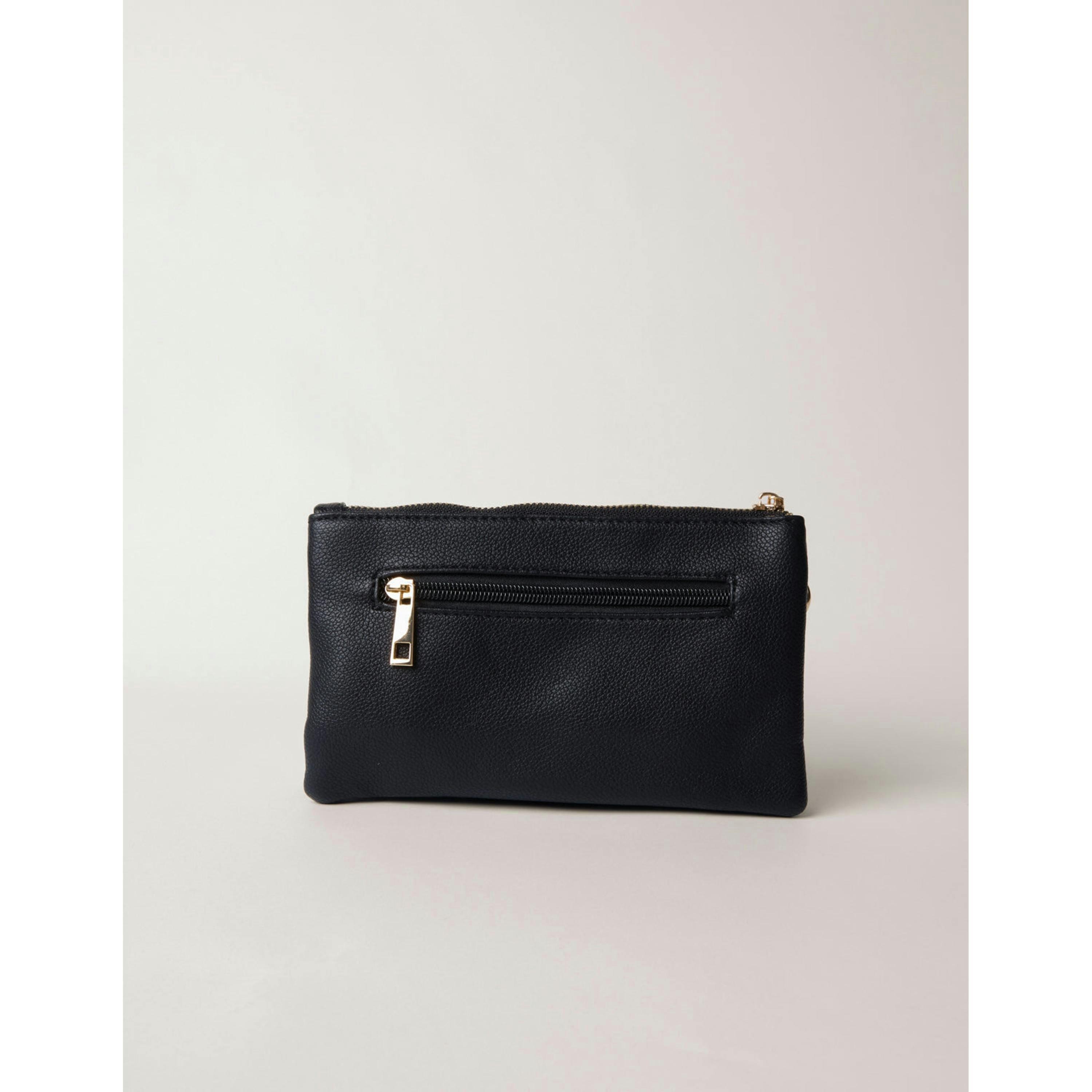 Blue Vanilla Detailed Zip Up Purse With Detachable Strap  in Black , view 5 of 5