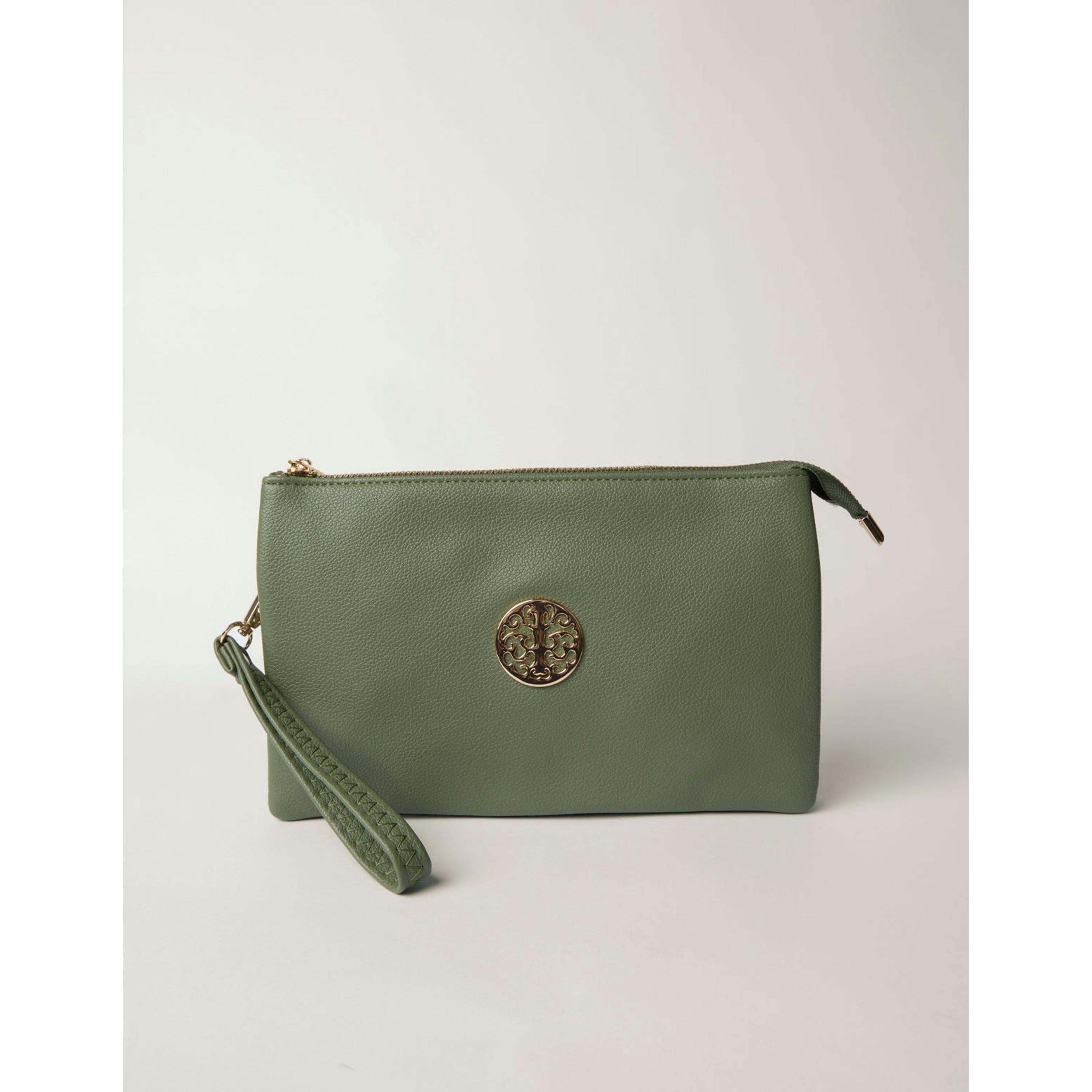 Blue Vanilla Clutch With Detachable Strap  in Khaki , view 2 of 5