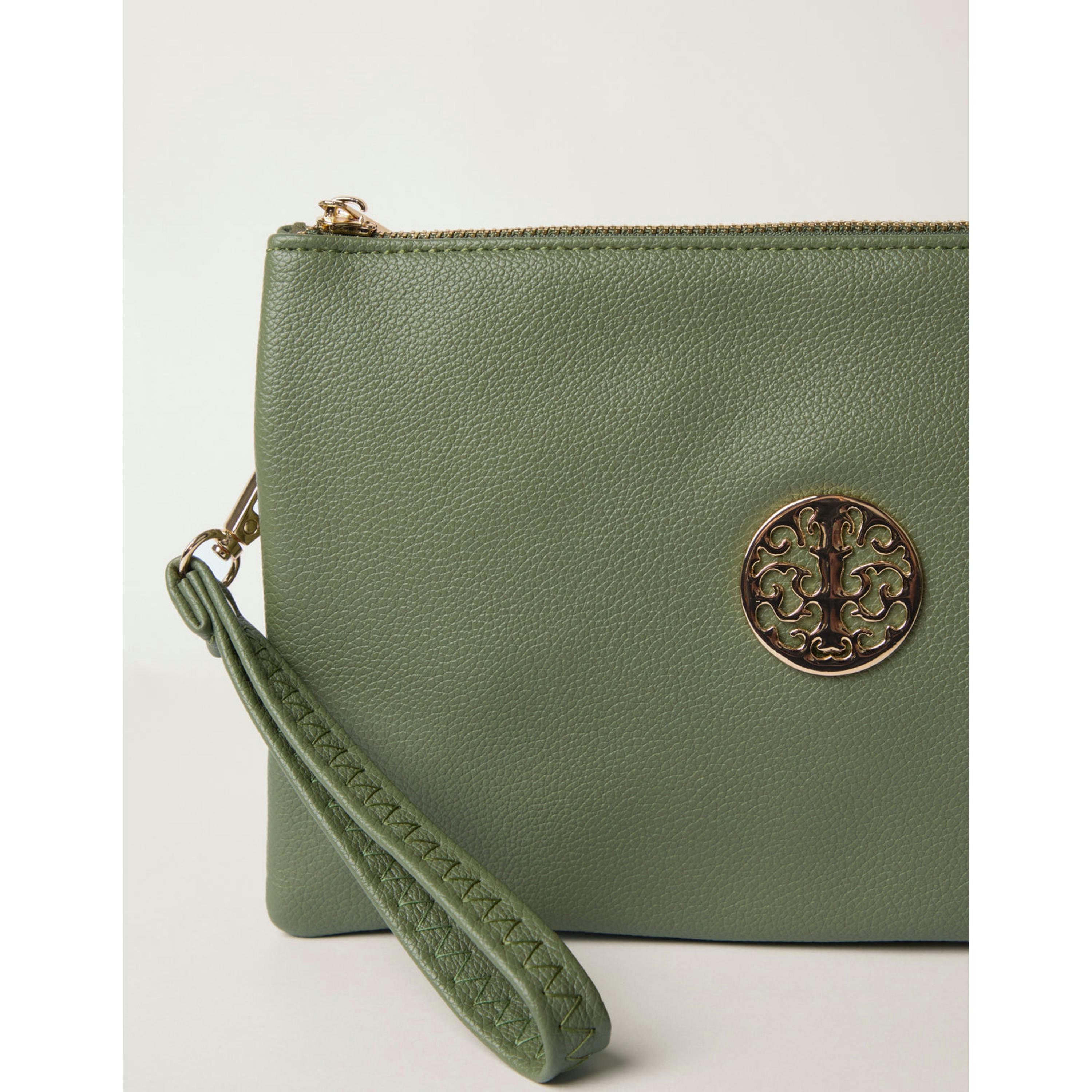 Blue Vanilla Clutch With Detachable Strap  in Khaki , view 4 of 5